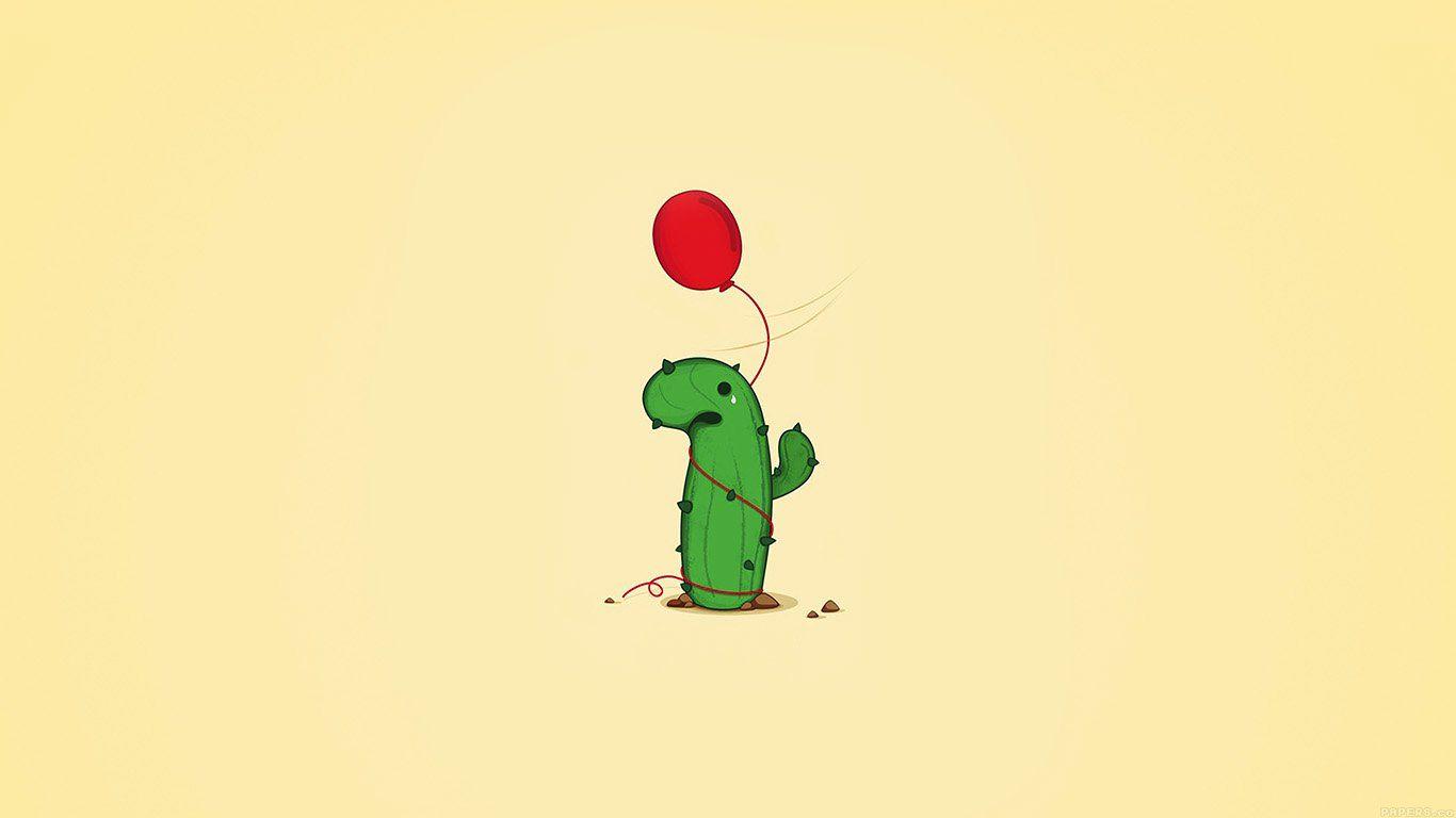 wallpaper for desktop, laptop. cute cactus ballon illust art