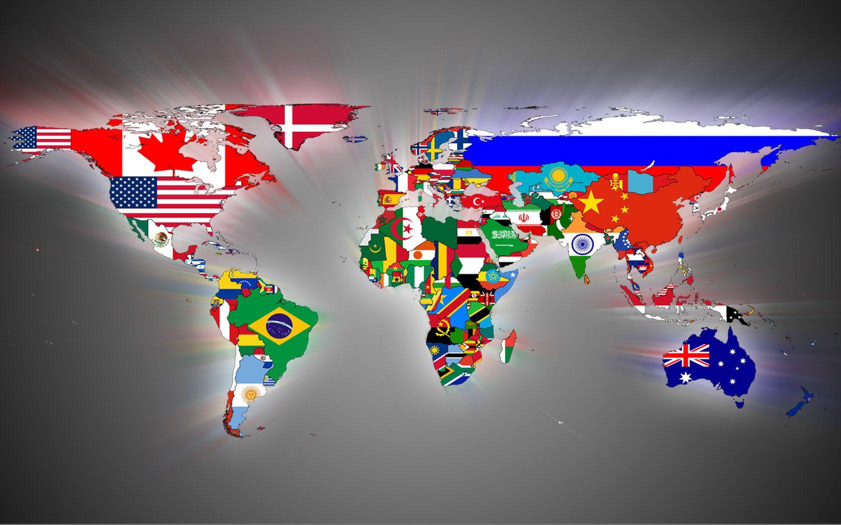 World Map By Country Flags Wallpaperx1050