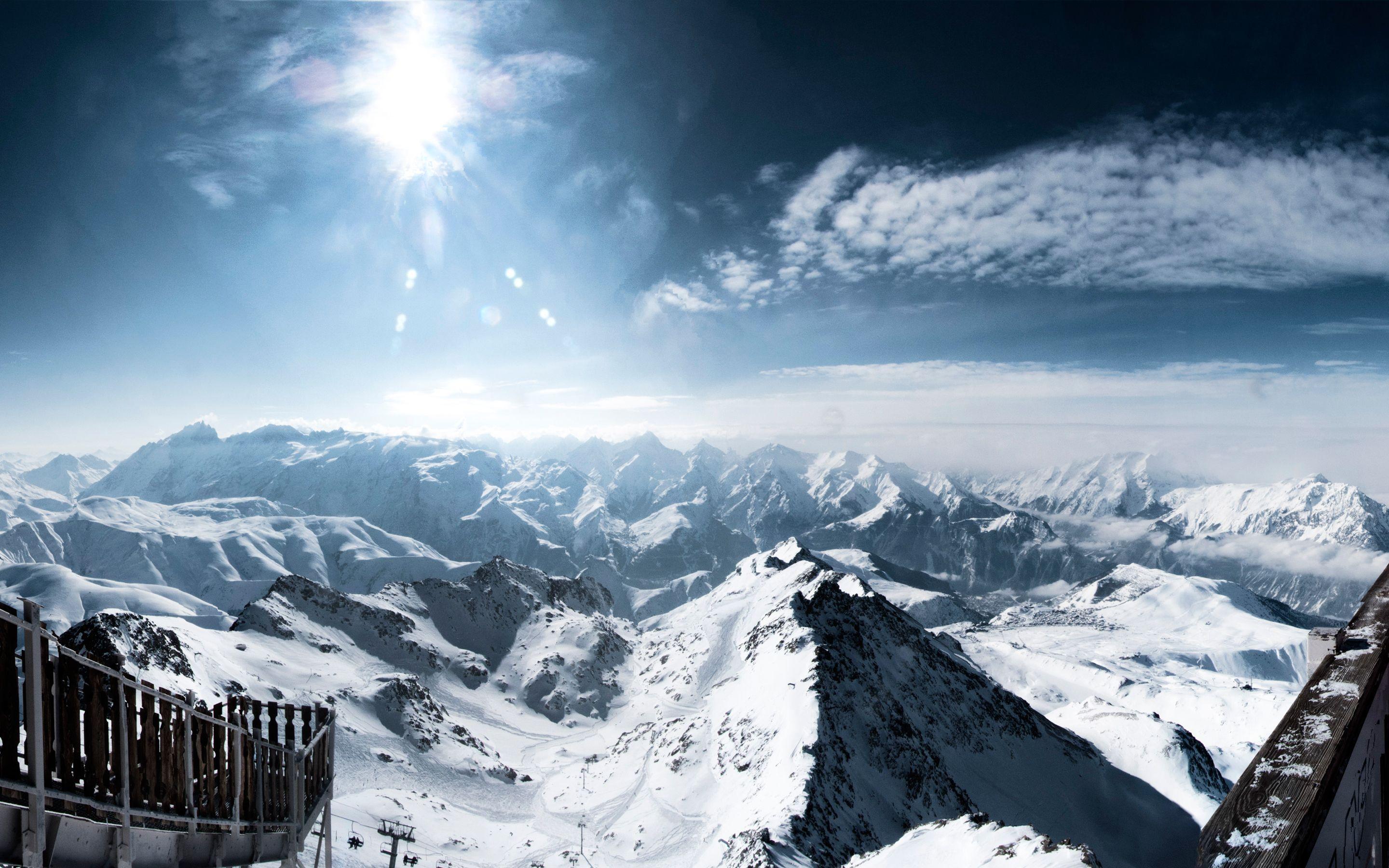Wallpaper Mountains, French Alps, Winter, Snow, Sun light, France