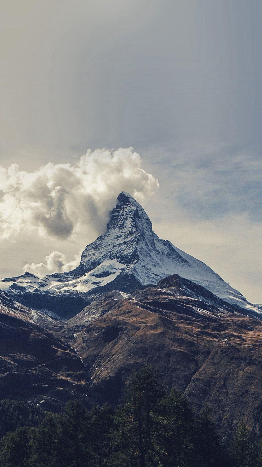 Mountain Snow Sky Nature iPhone 6 wallpaper. Illustration