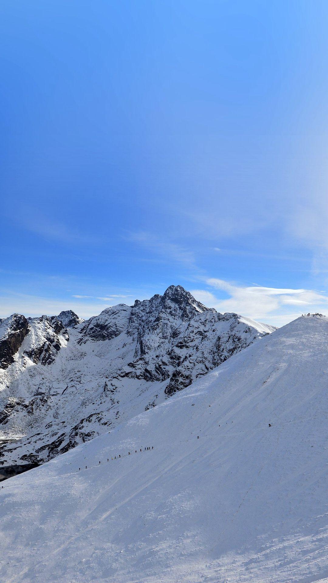 Winter Mountain Snow Blue Nature #iPhone #plus #wallpaper