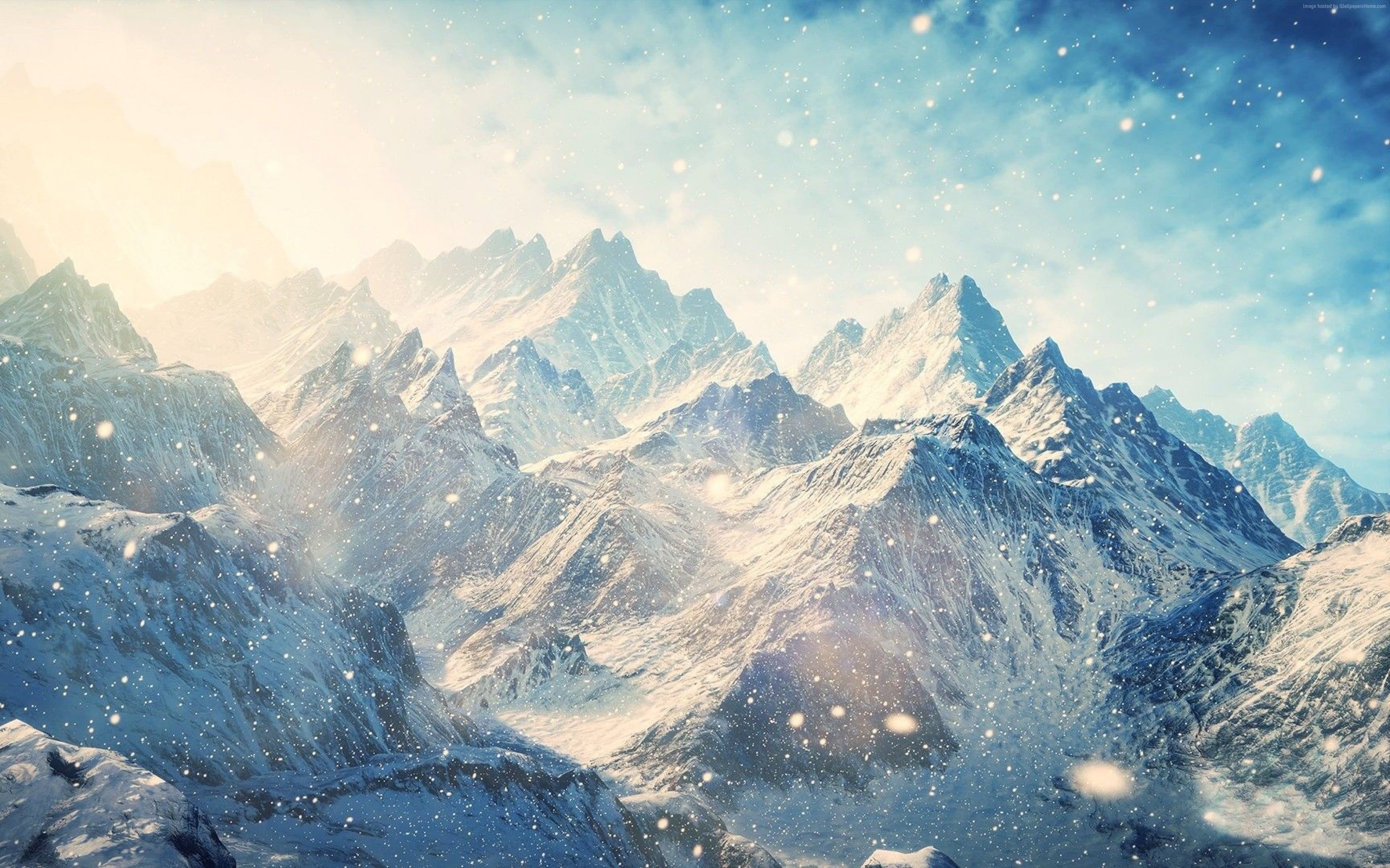 Snow covered mountain, mountains, snow, winter HD wallpaper