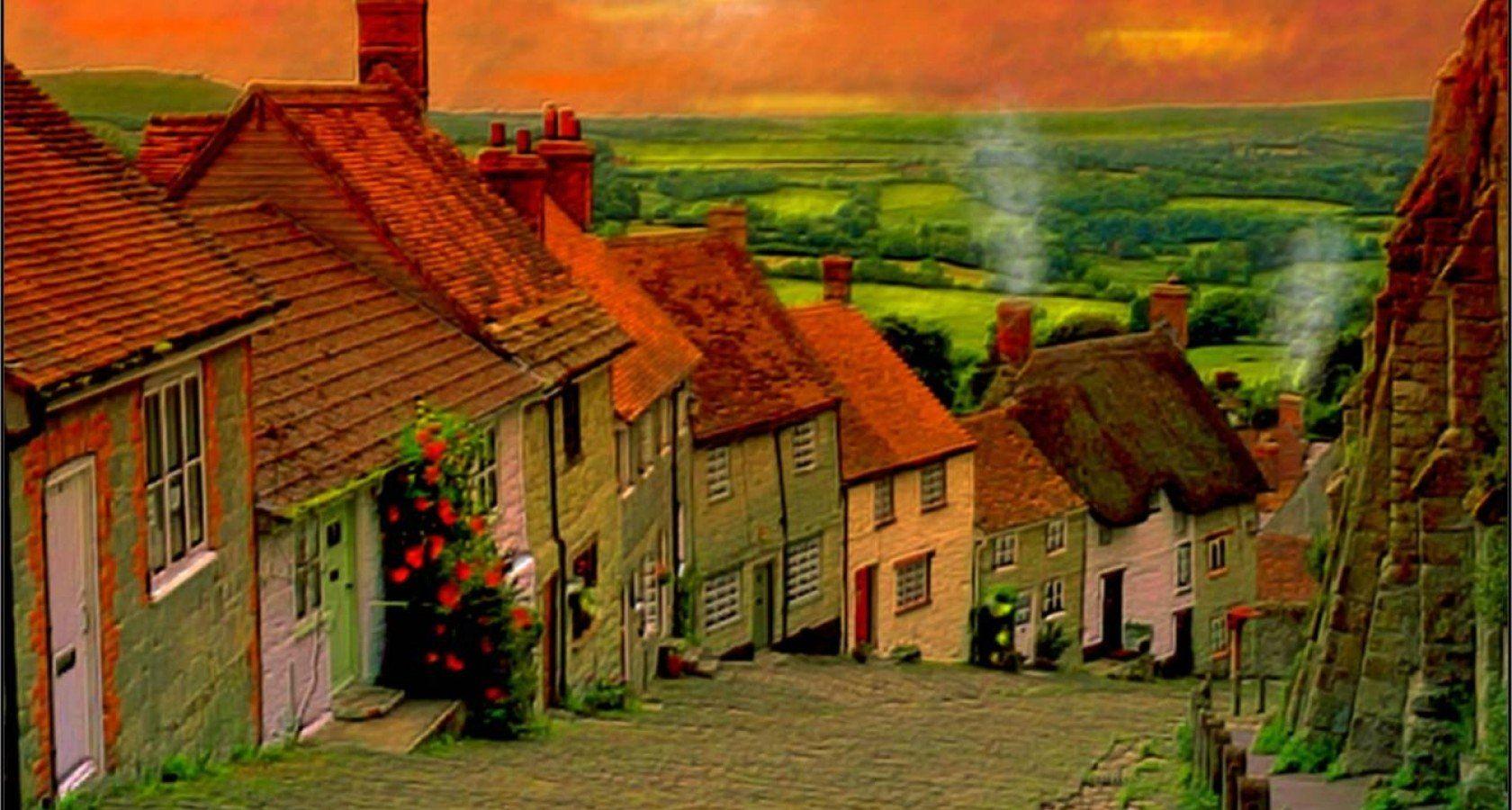 Street in English Countryside Wallpaper