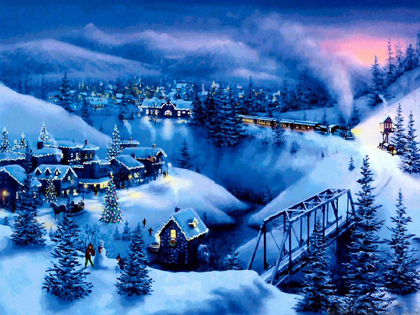 Night In Christmas Town Wallpaper, Night In Christmas Town