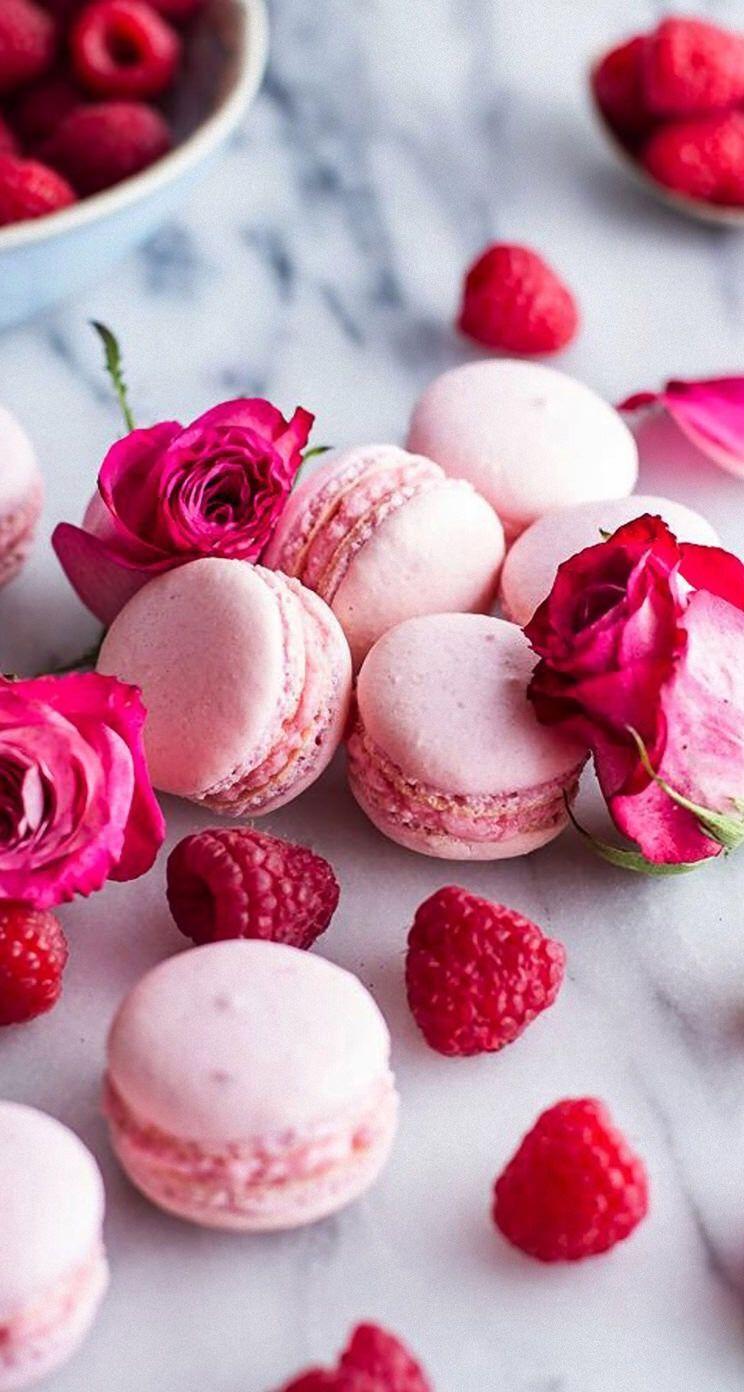 Beautiful Pink Macaroons Raspberry Rose Wallpaper iPhone