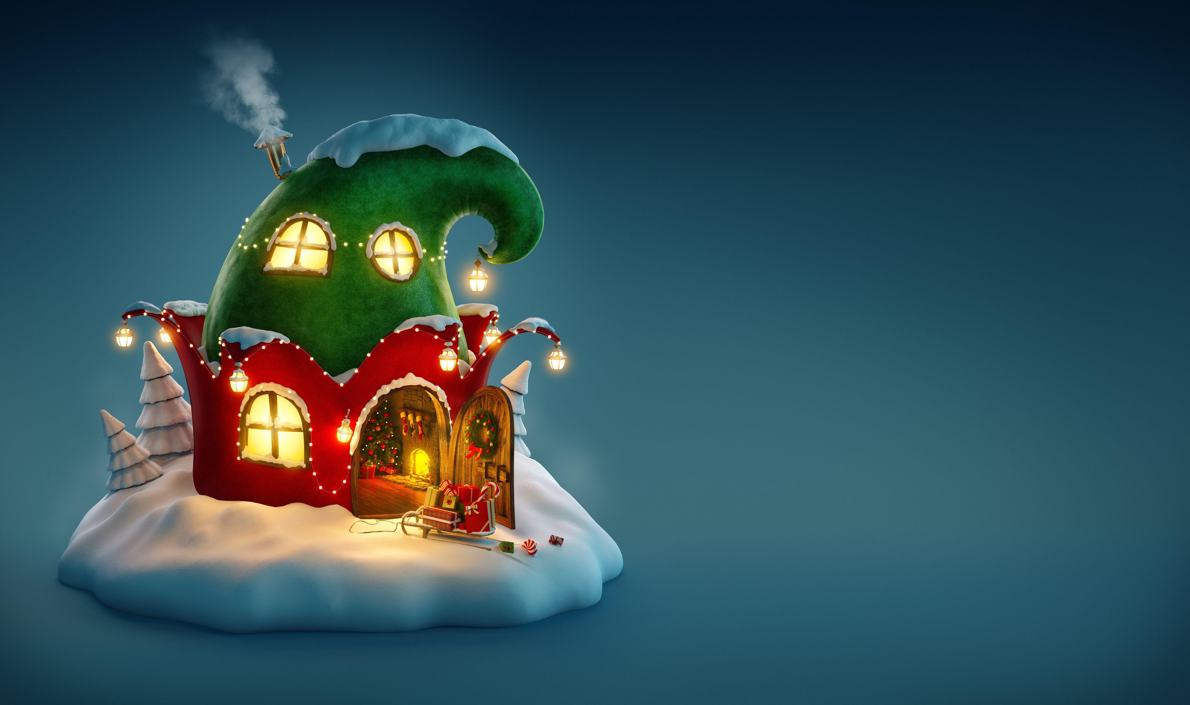 Christmas Fairy House 4k Wallpaper and Free