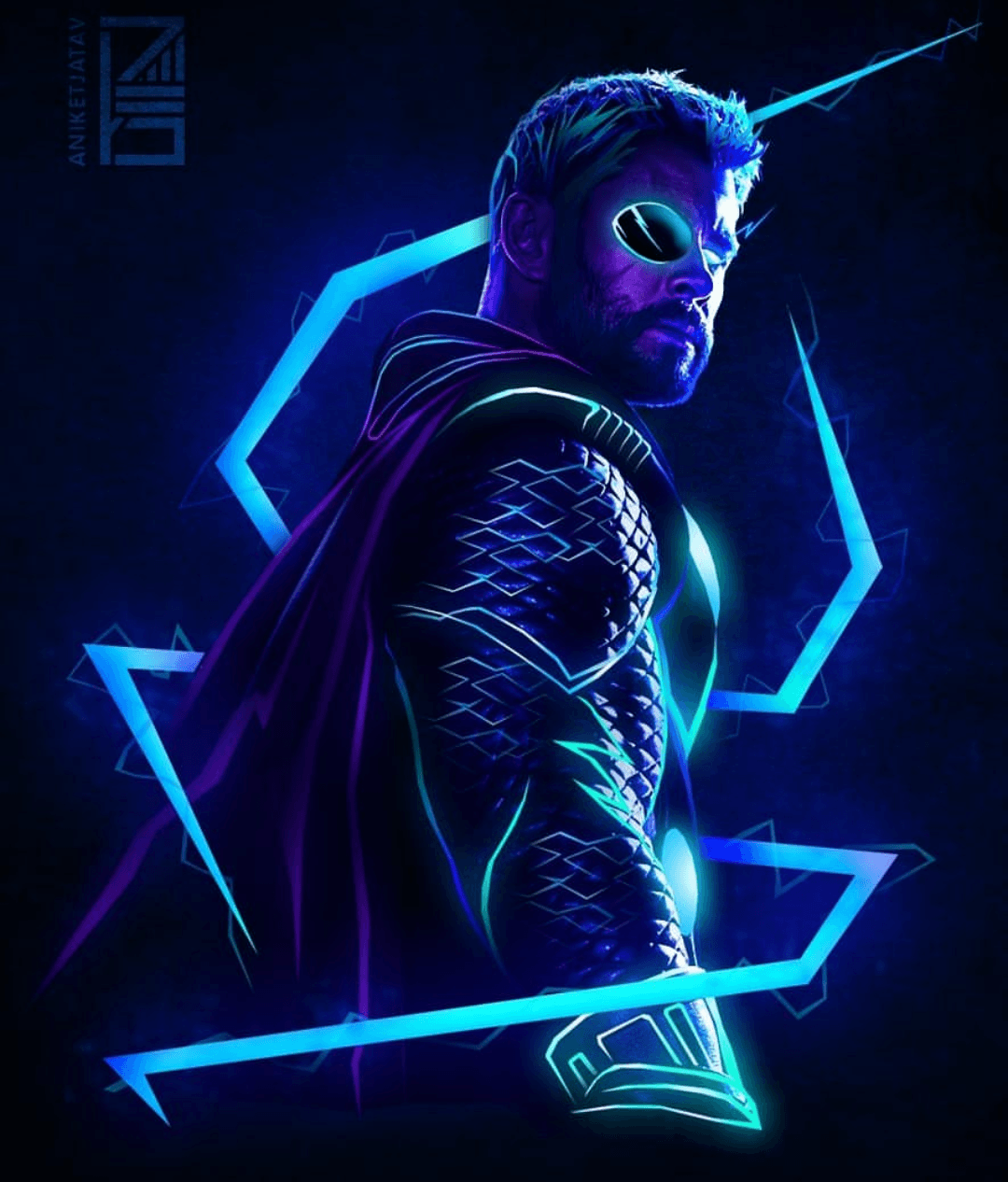 Neon Thor (By. a. Thor, Marvel and Avengers