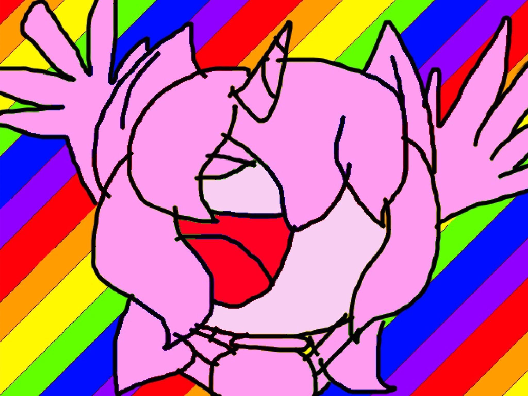 pink fluffy unicorns dancing on rainbow dash