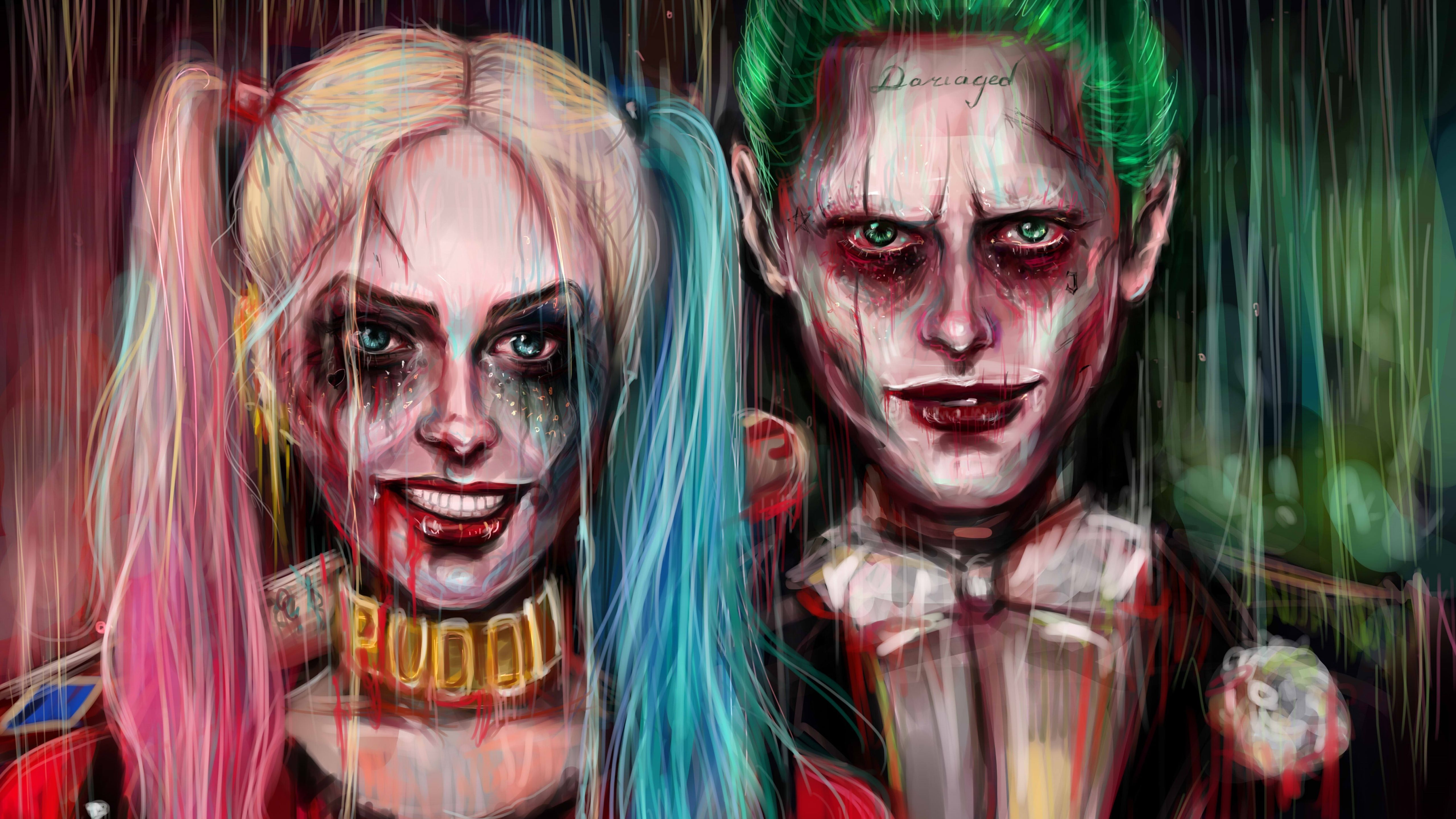 Harley Quinn Joker Painting Artwork 4k 5k 5k HD 4k