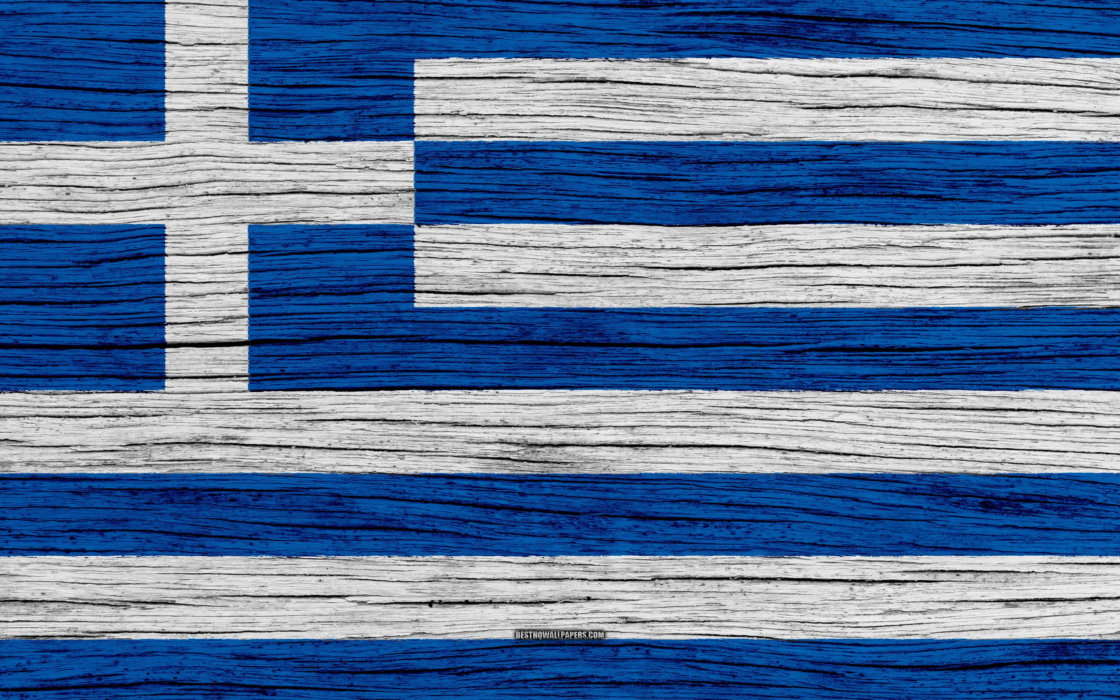 Download wallpaper Flag of Greece, 4k, Europe, wooden texture