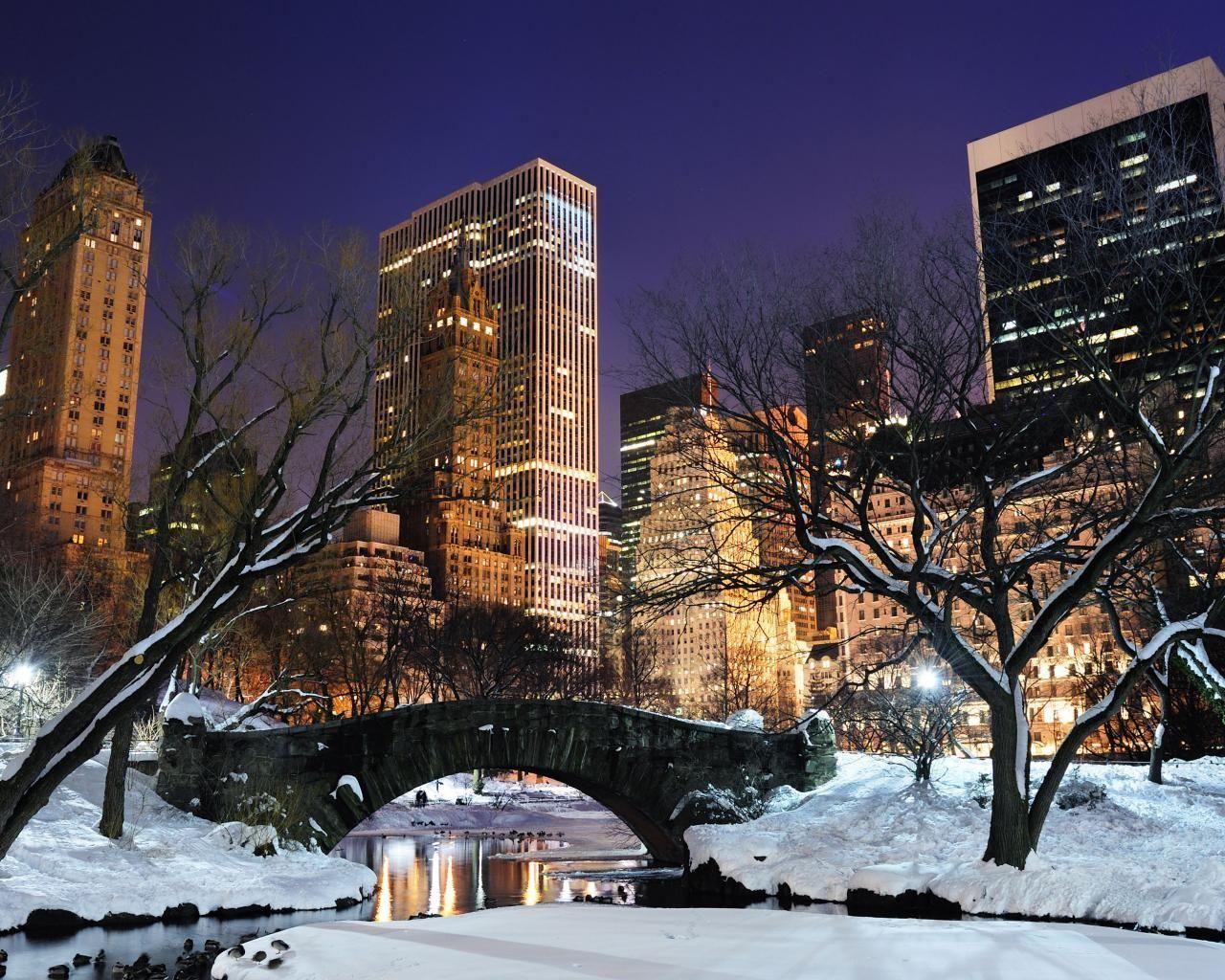 Central Park In The Snow At Night Wallpapers - Wallpaper Cave