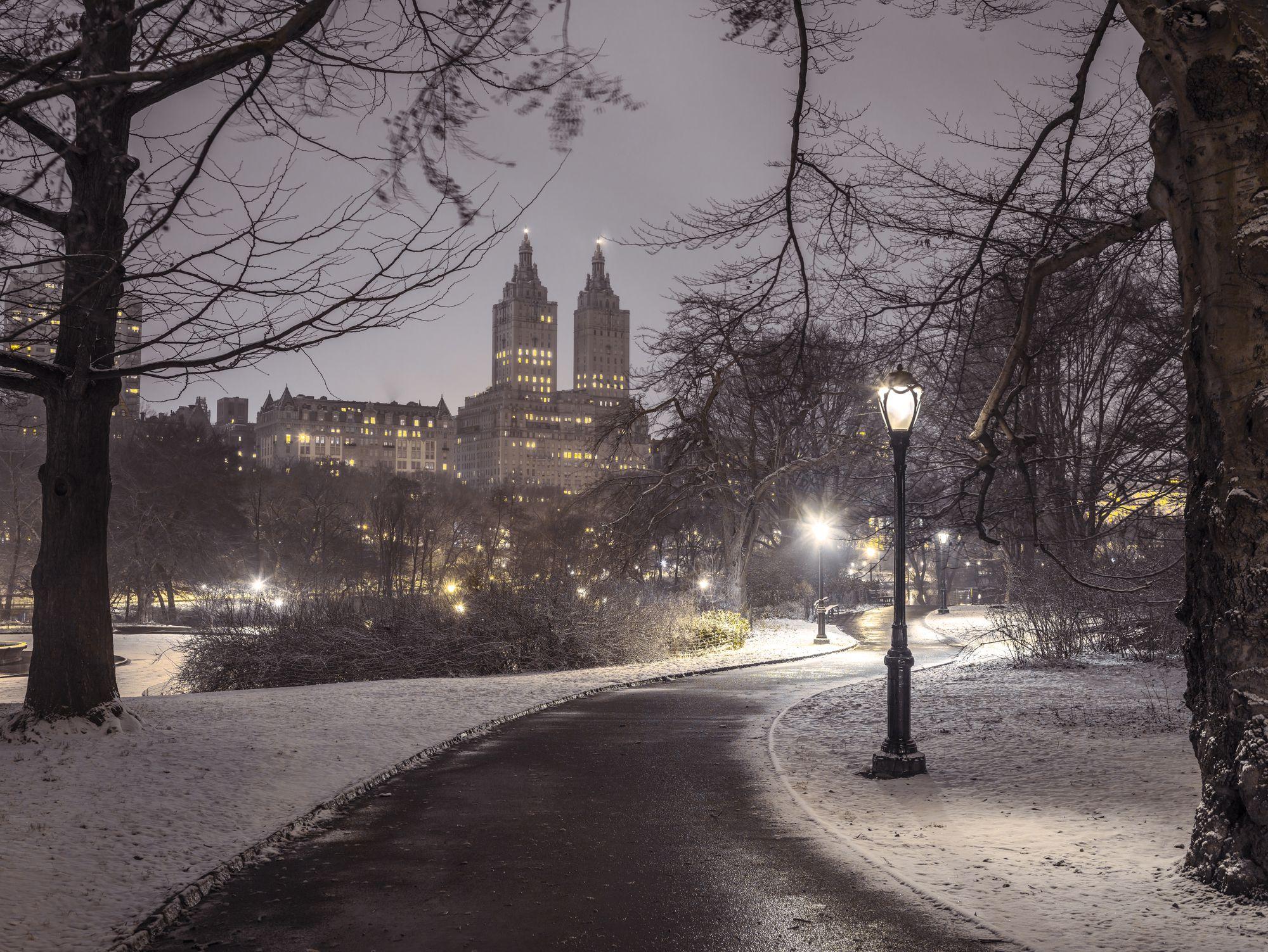 Central Park In The Snow At Night Wallpapers - Wallpaper Cave