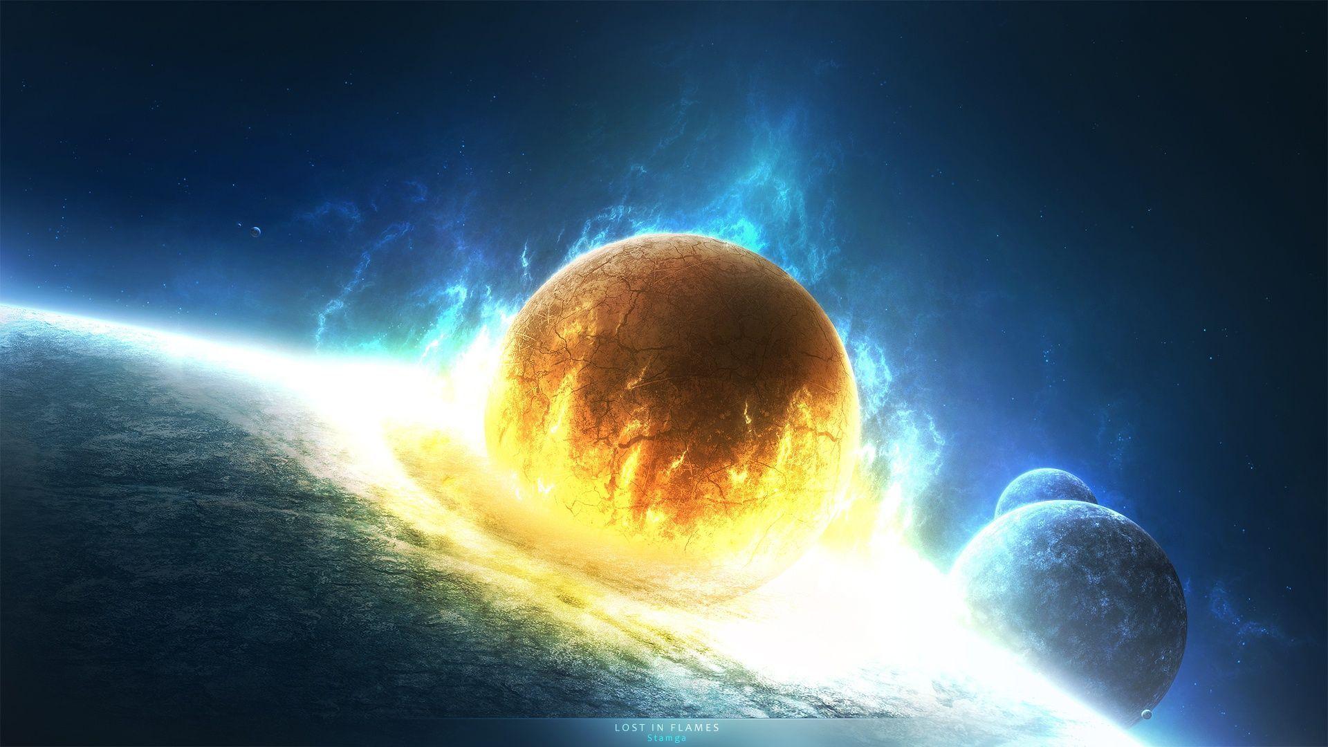 Disaster doomsday planet collision wallpaper 1920x1080. Space