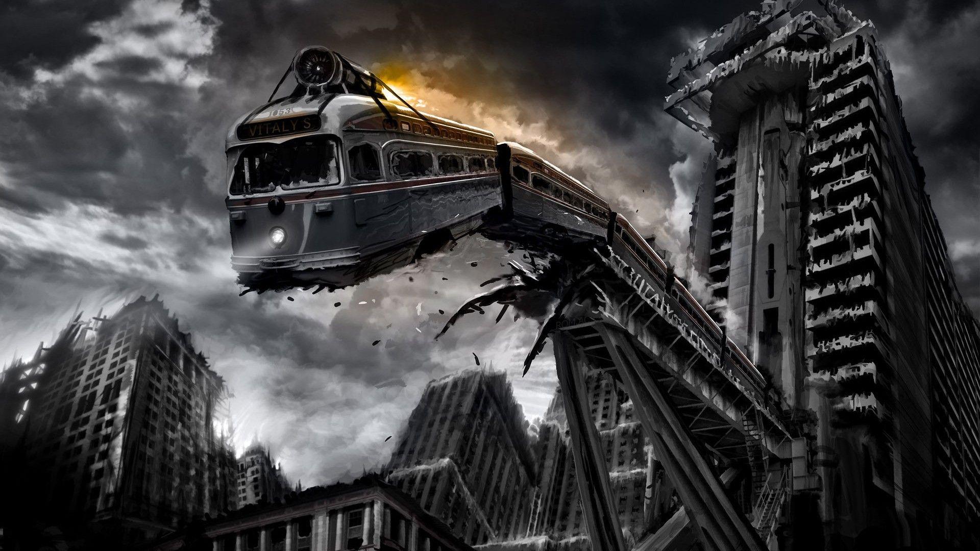 trains, urban, disasters, Romantically Apocalyptic, Vitaly S Alexius