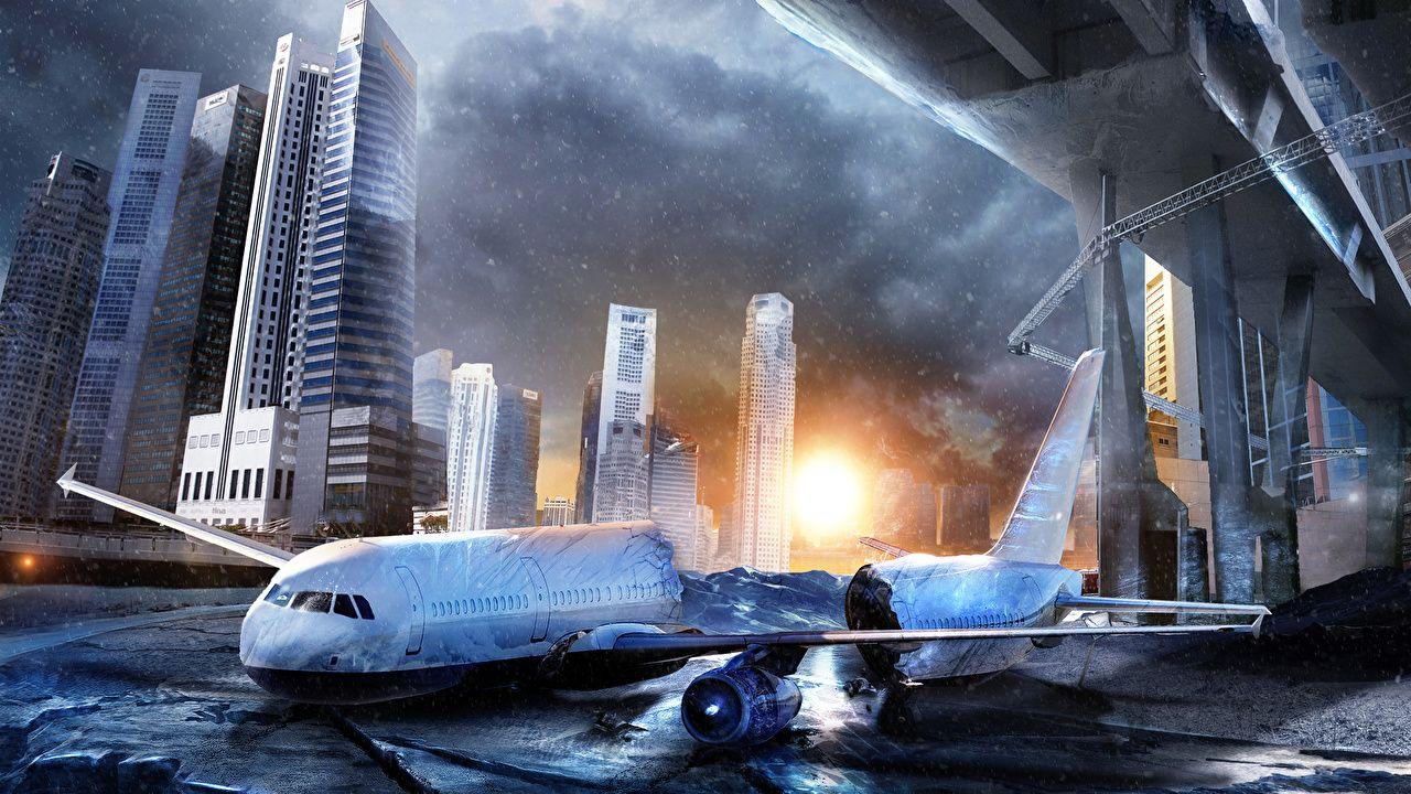 Wallpaper Passenger Airplanes Fantasy Disasters Fantastic world