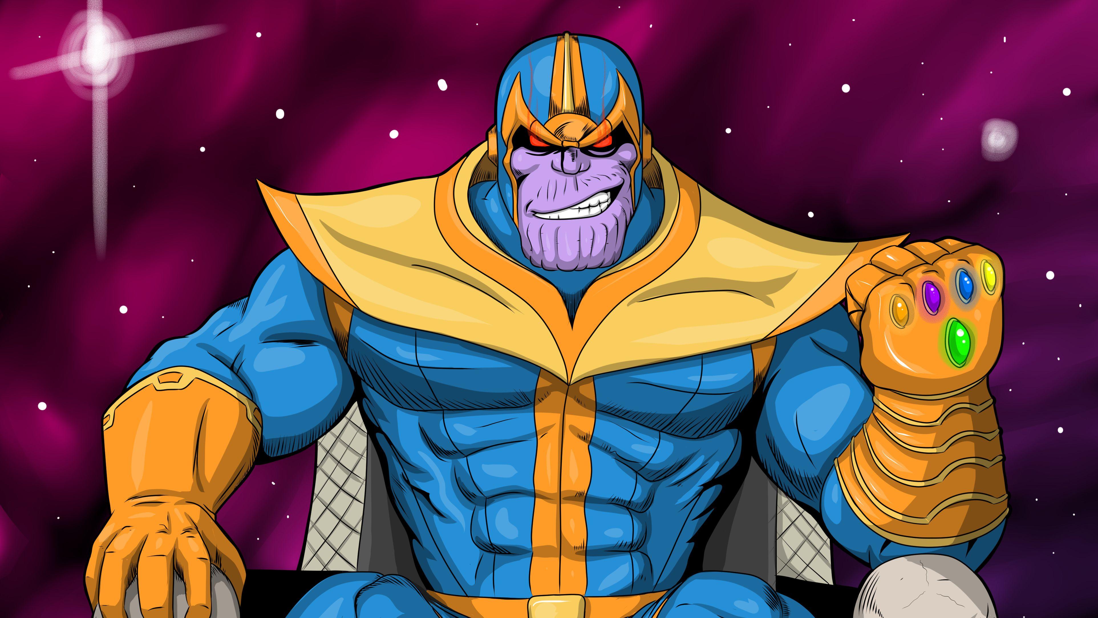 Thanos Comic Cartoon Digital Art 4k, HD Superheroes, 4k Wallpaper