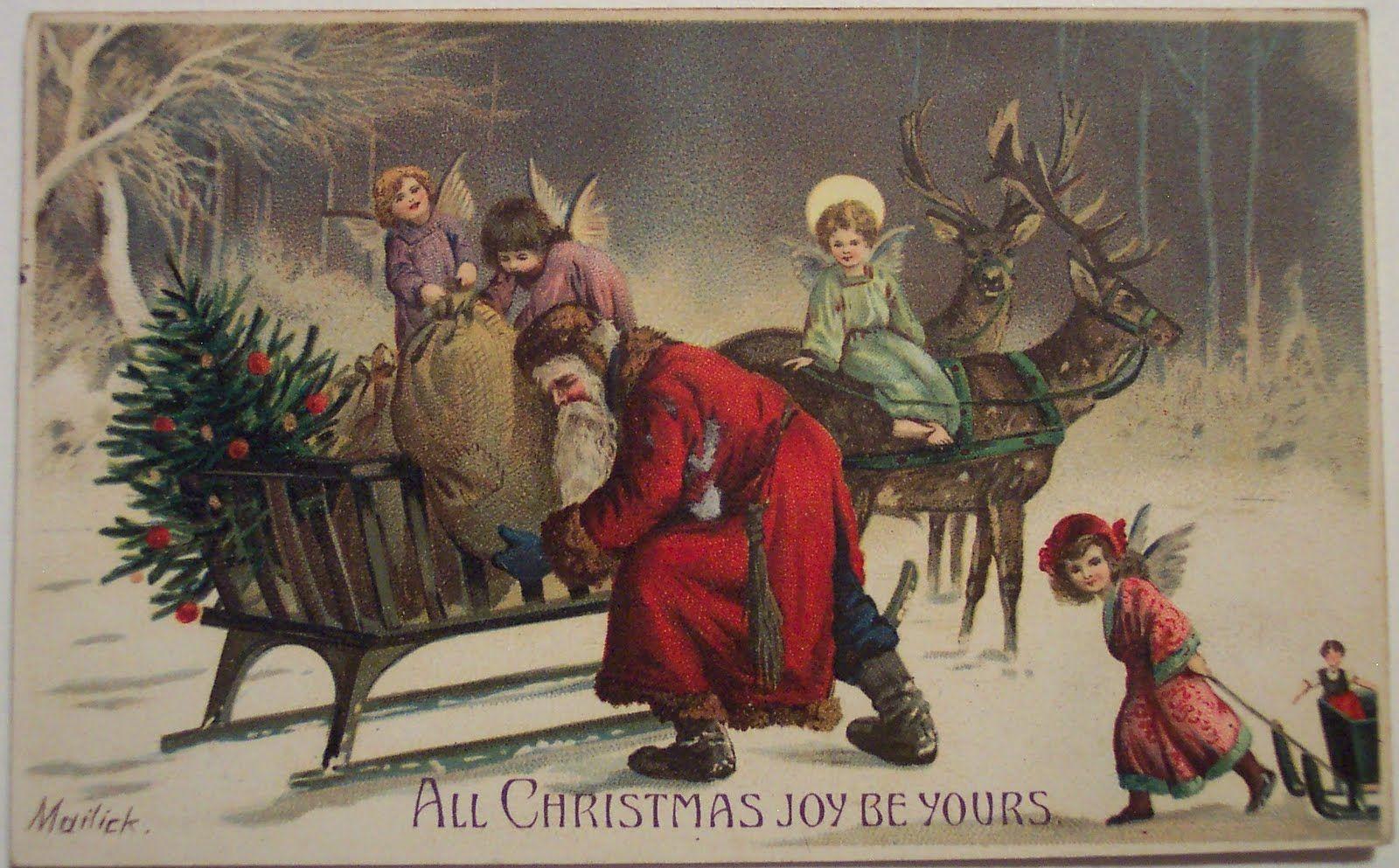 vintage Santa desktop.. Christmas Desktop Wallpaper: Vintage Christm. Christmas postcard, Vintage christmas cards, Vintage christmas