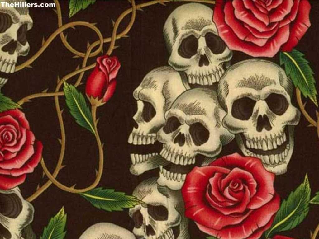 Flowers For > Skull And Roses Wallpaper. Skulls and roses, Skull, Flower wallpaper