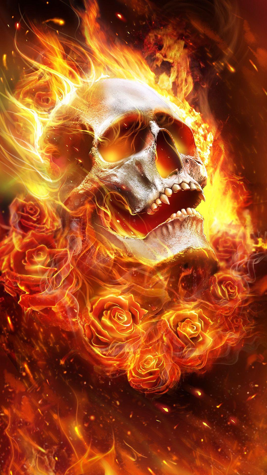 Fire Skull Wallpaper background picture