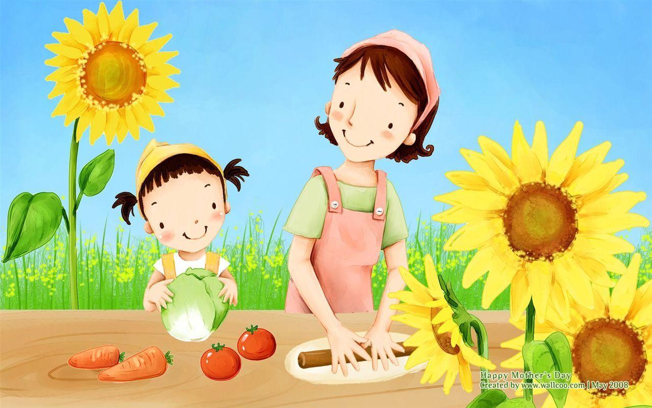 Childrens illustration for Mother Day Art illustration
