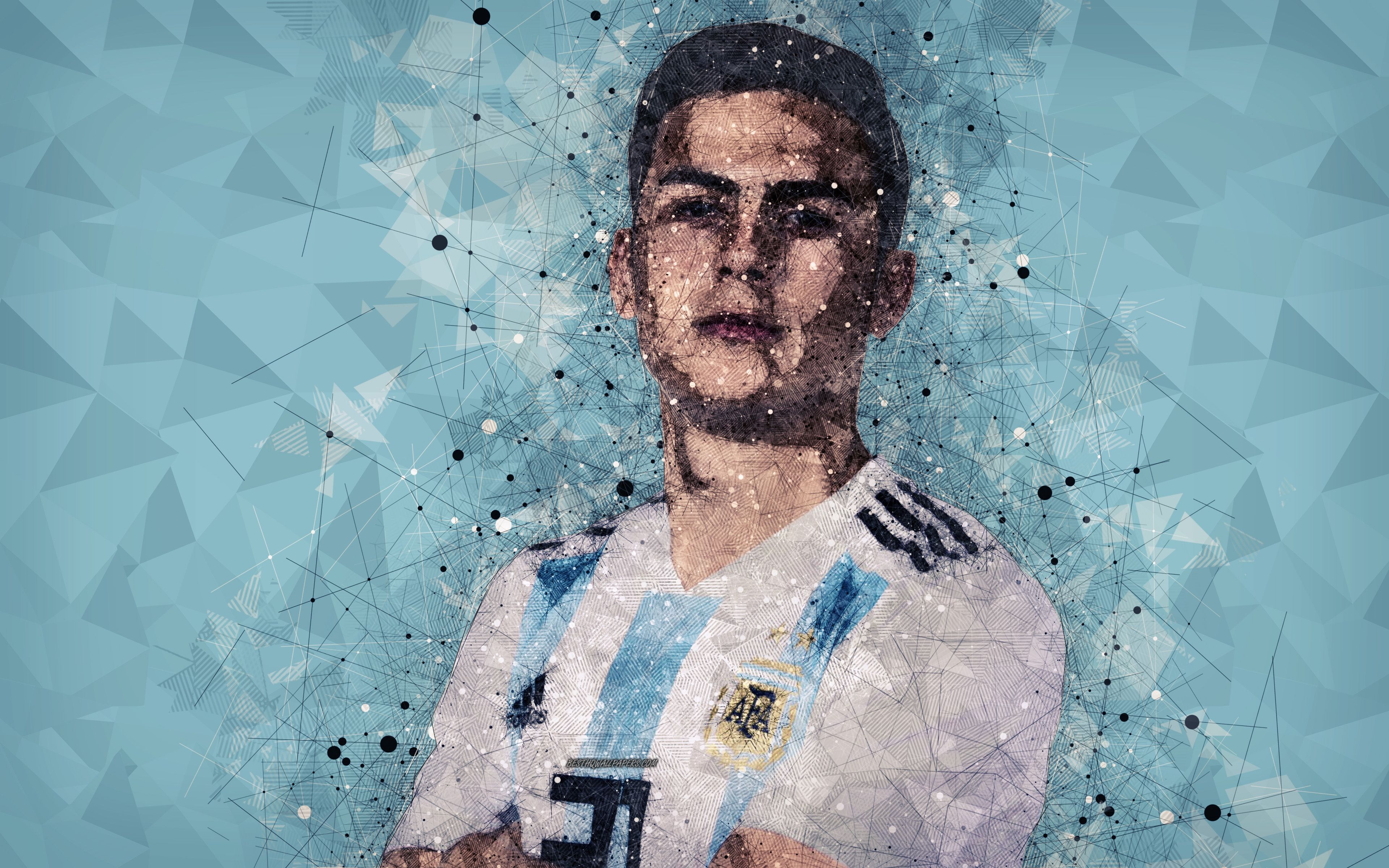 Download wallpaper Paulo Dybala, 4k, geometric art, Argentina