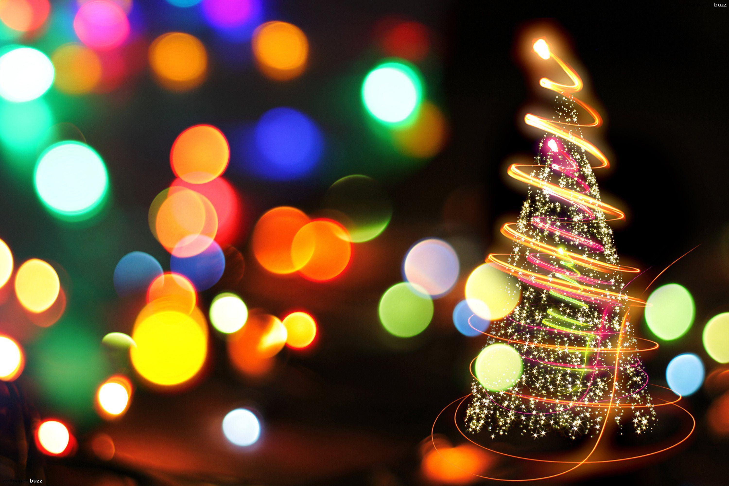 Christmas tree with lights HD Wallpaper