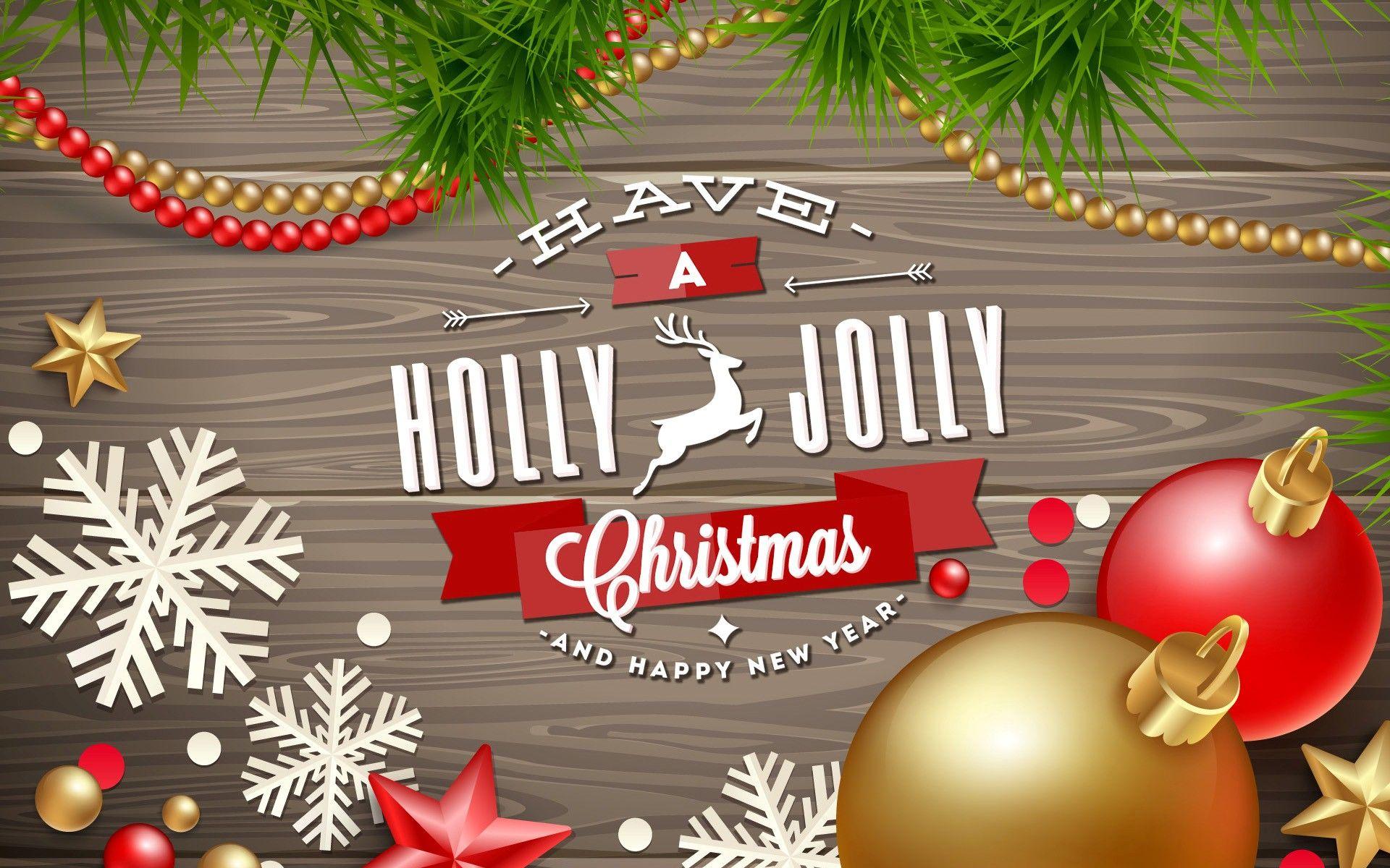 Have A Holly Jolly Christmas And Happy New Year Colorful Wallpaper