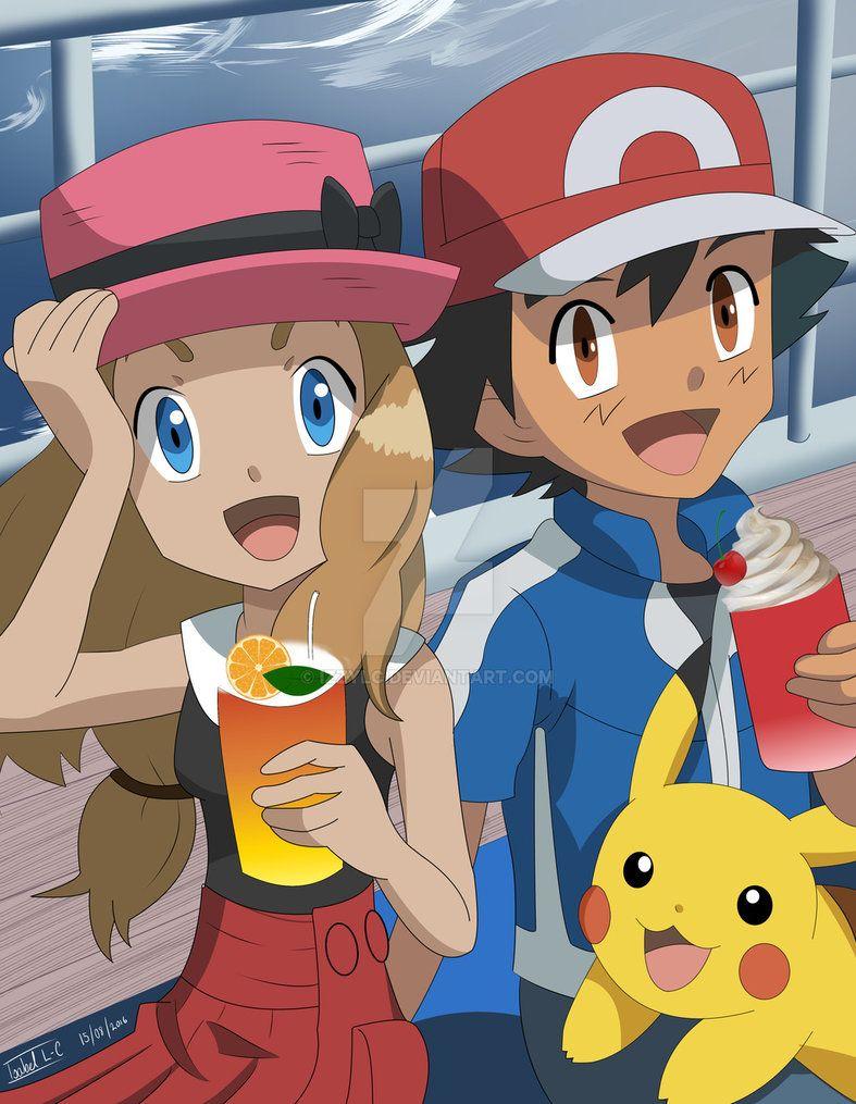 Ash, pikachu and Serena