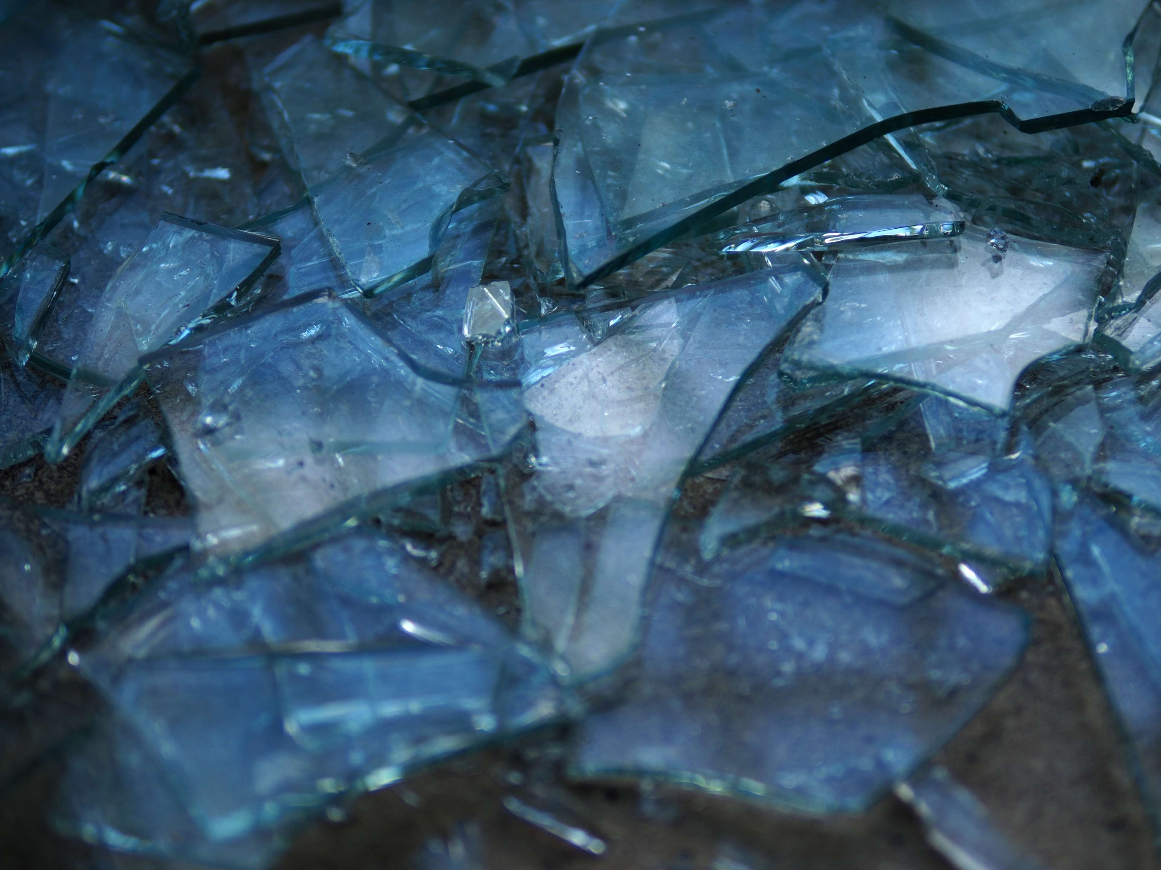 blue glass, broken glass, glass, shards 4k wallpaper and background