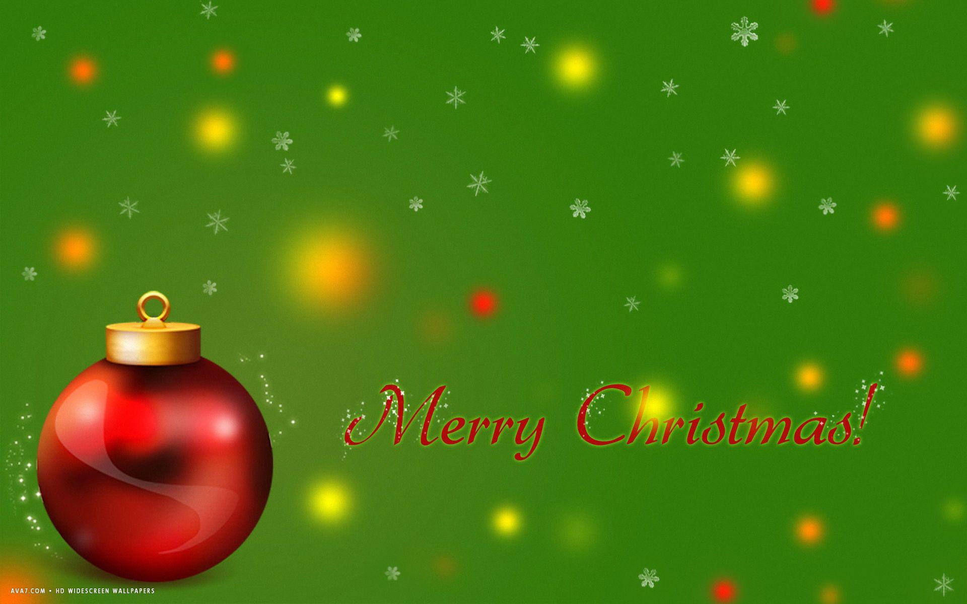 merry christmas red tree ball stars snowflakes green holiday HD widescreen wallpaper / holidays background