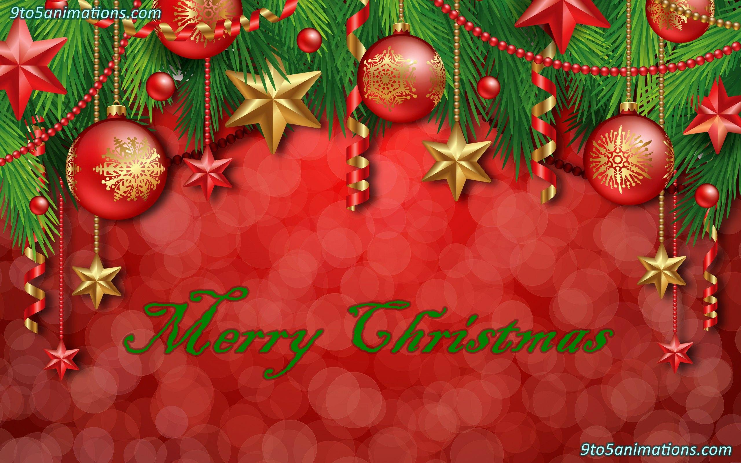 Merry Christmas Red&Green HD WallpaperTo5Animations.Com