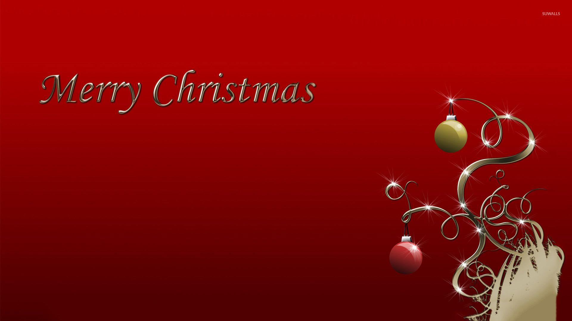 Red and green Christmas baubles wallpapers