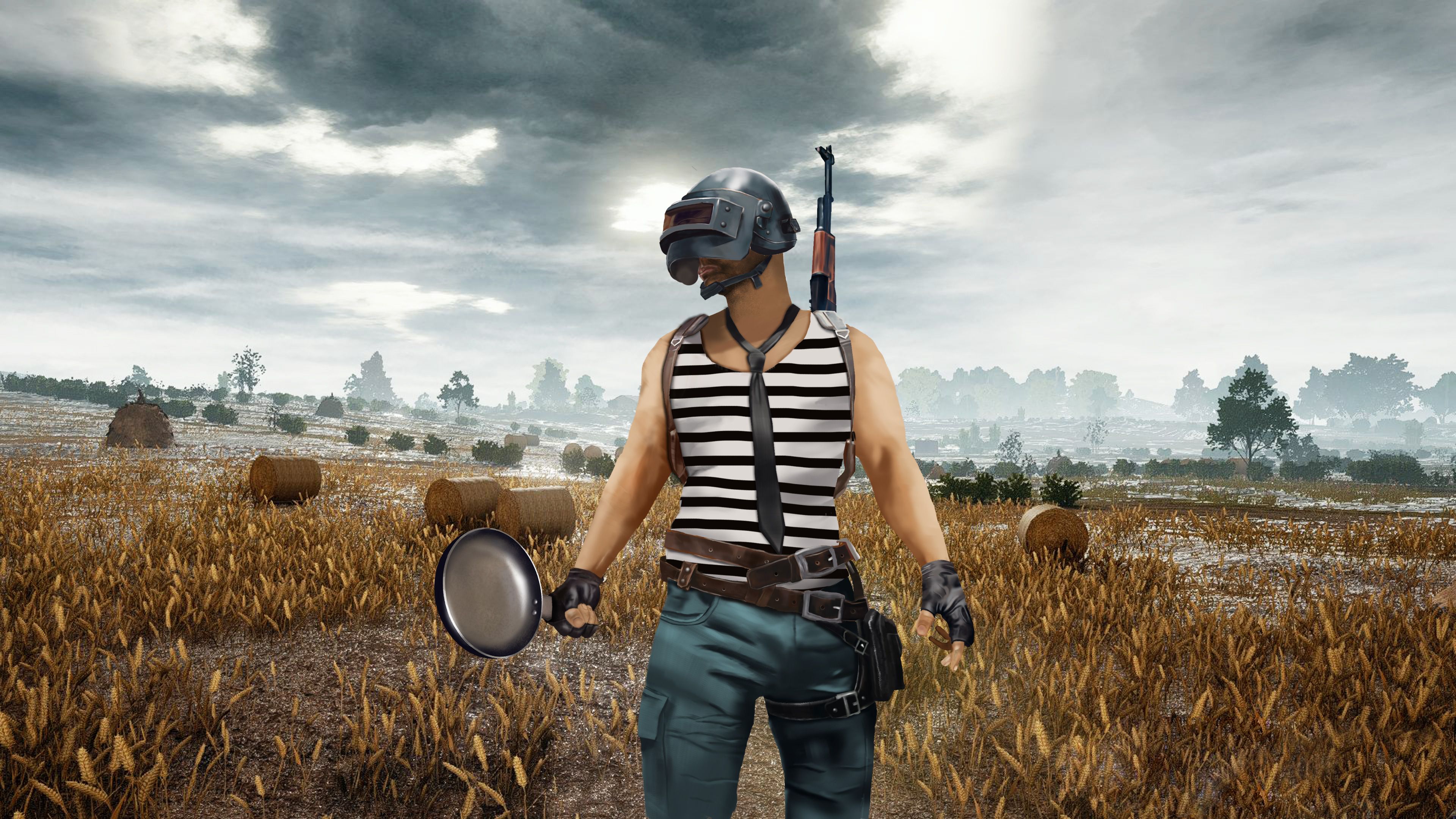 PUBG Helmet And Pan Player, HD Games, 4k Wallpaper, Image