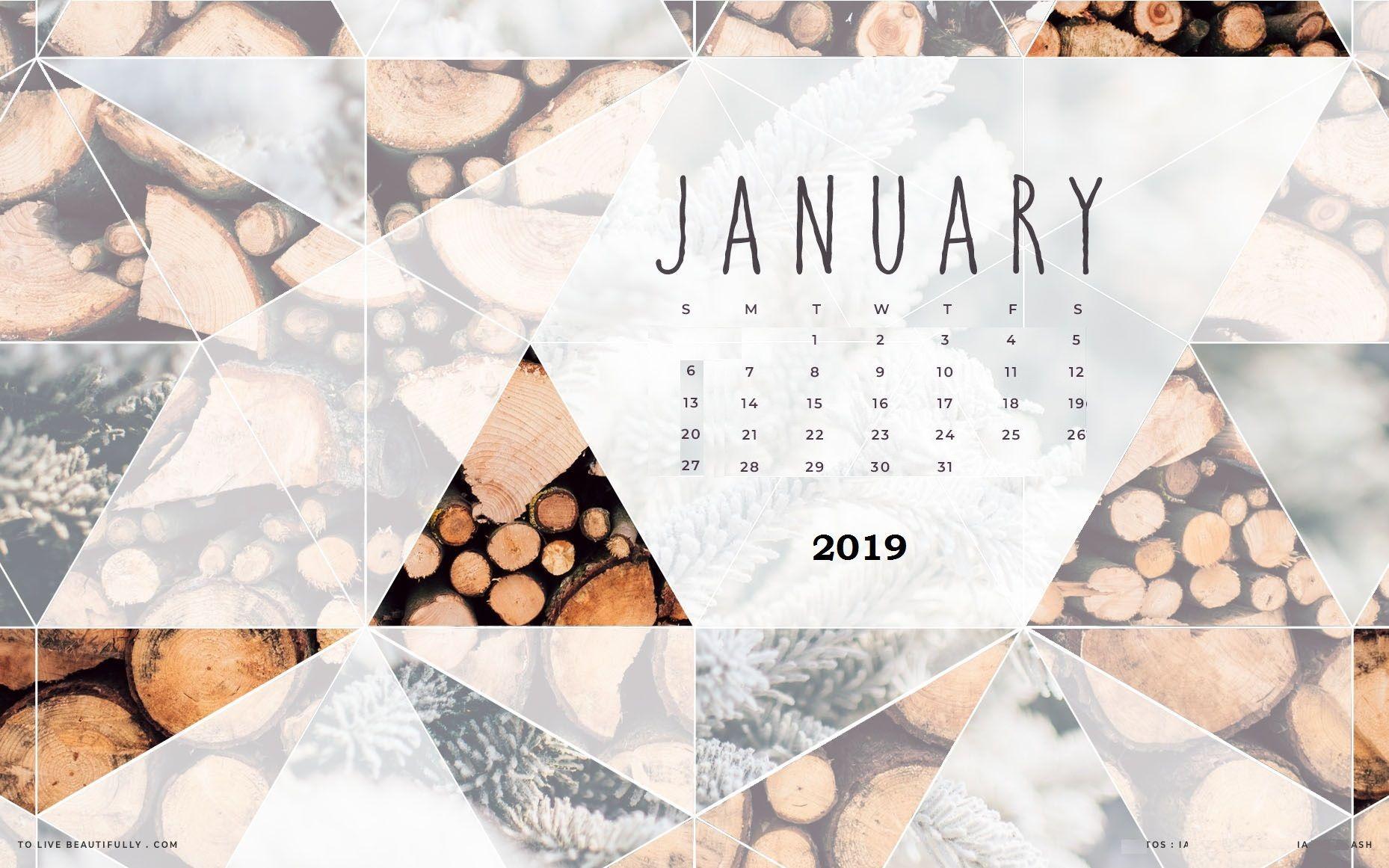 Jan 2019 HD Wallpaper with Calendar. desktop wallpaper in 2018