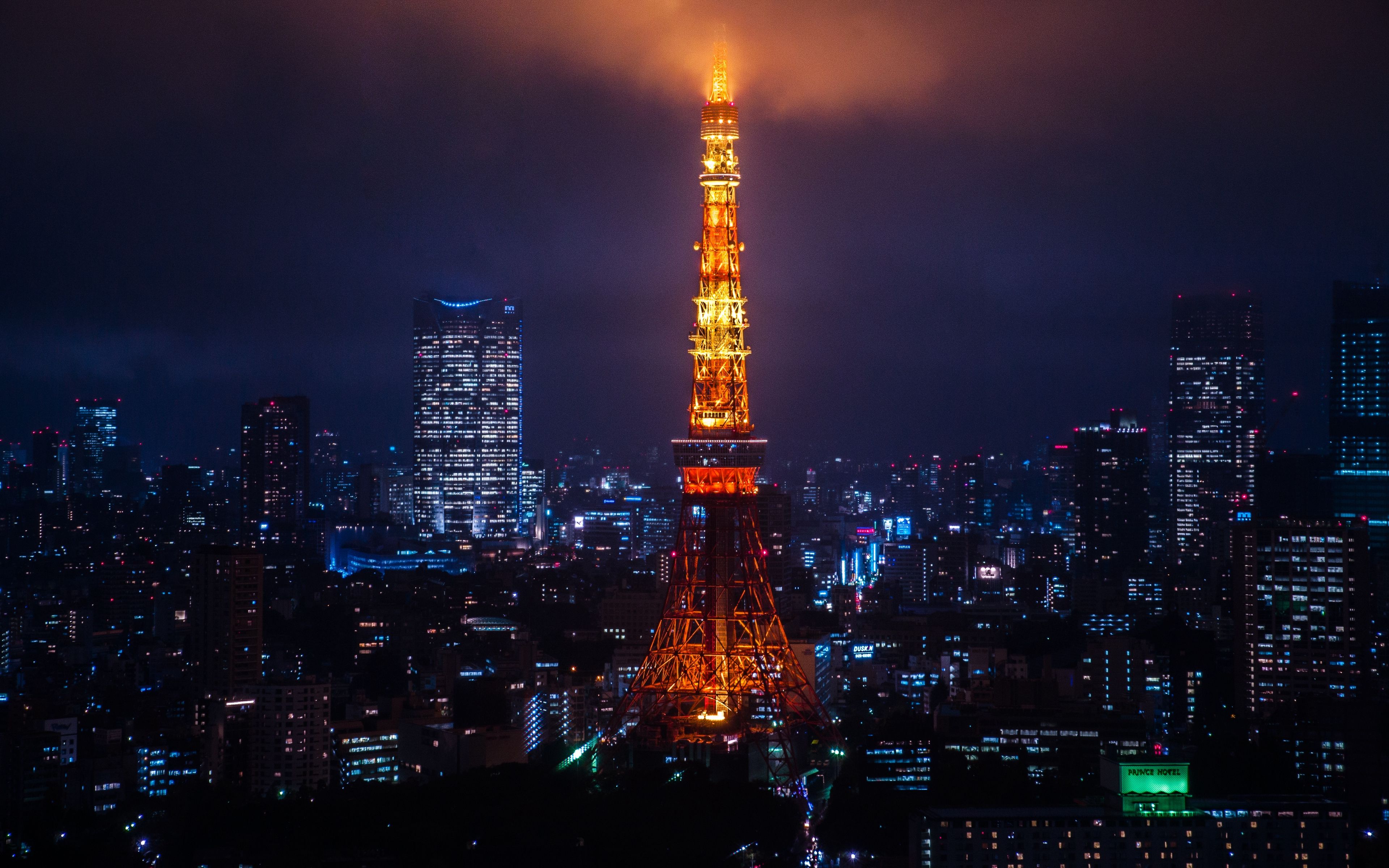 Download wallpaper 3840x2400 night city, city lights, tokyo, tower