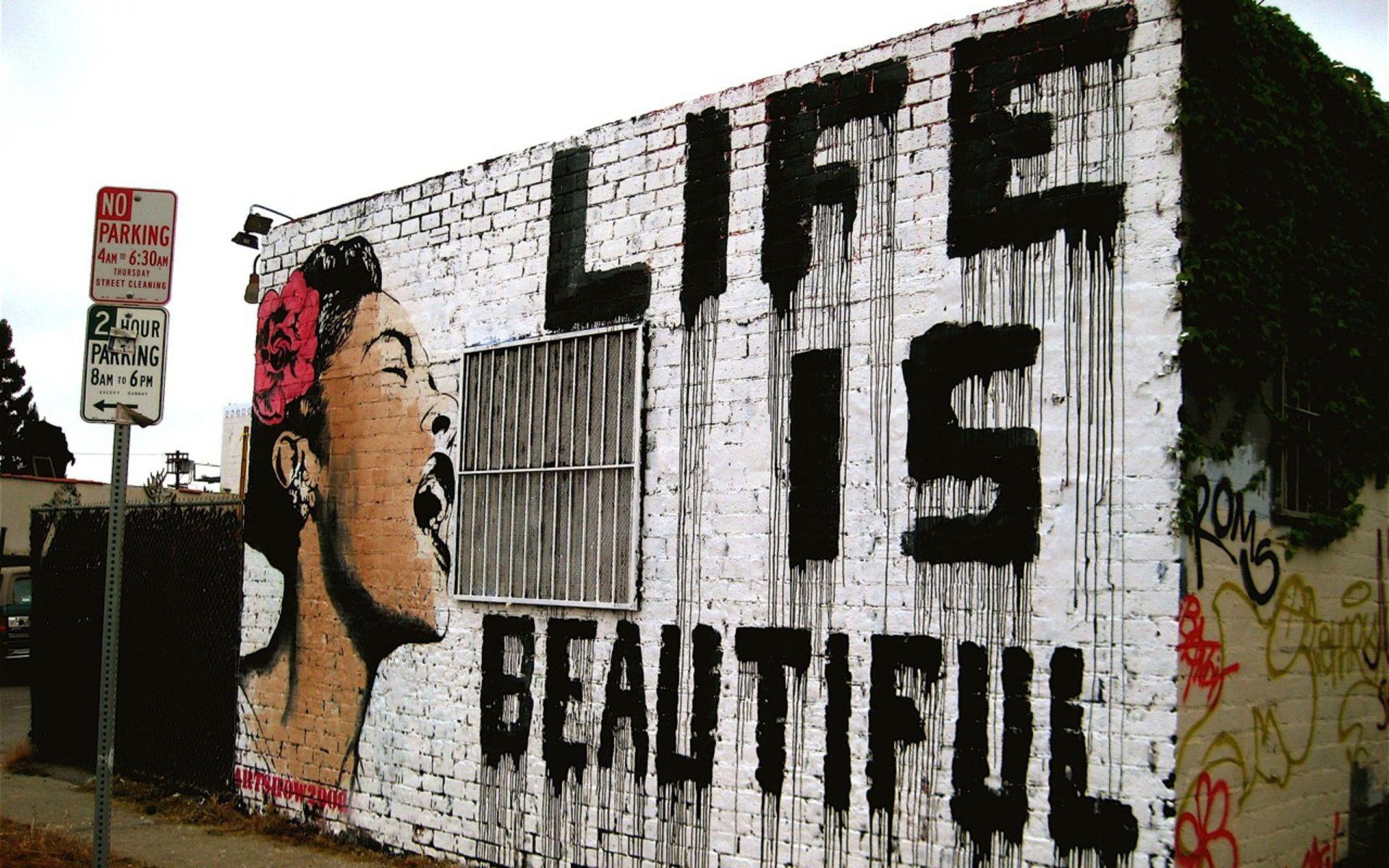 Urban art graffiti mood happy motivational inspiration women