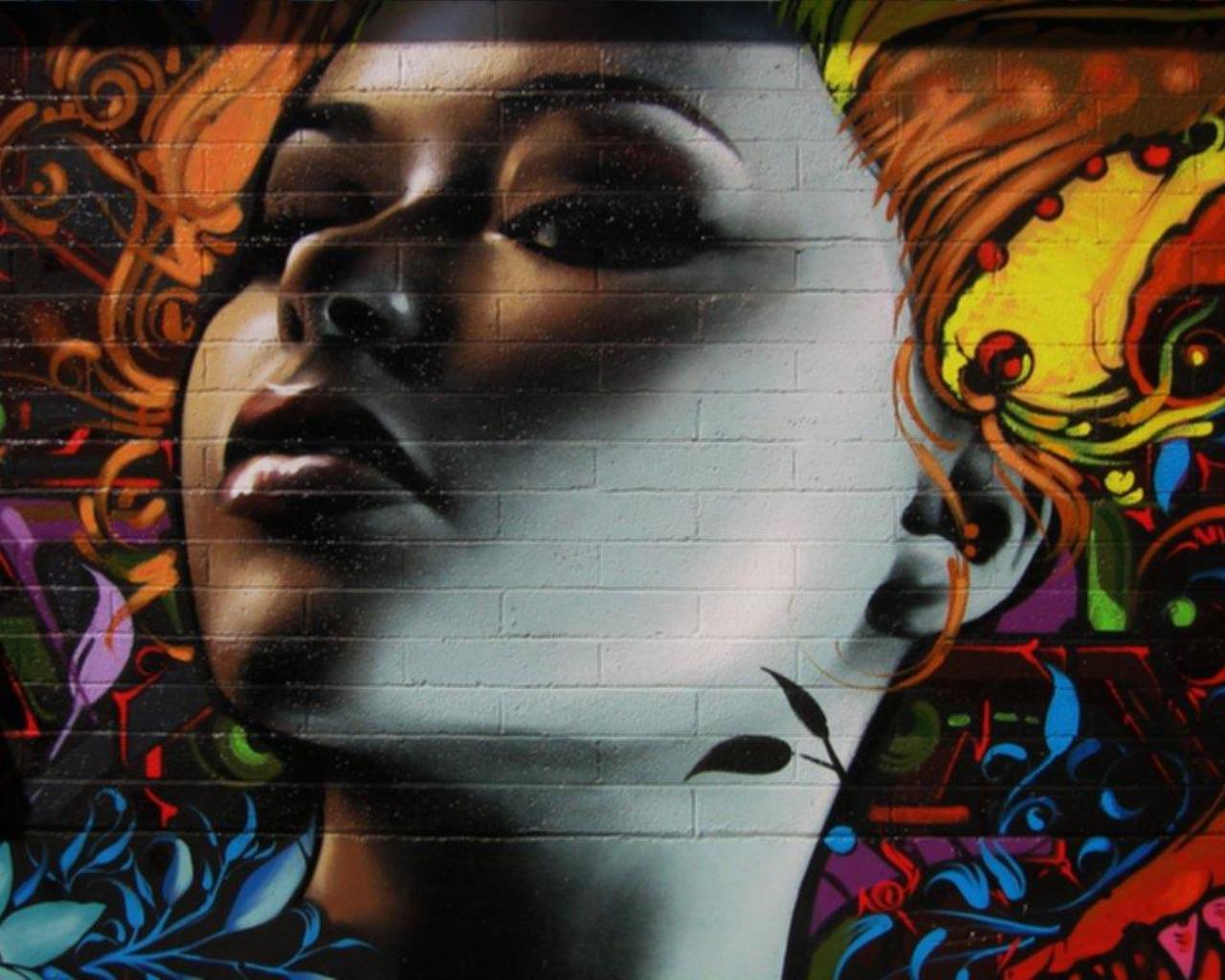 Graffiti girl hair, urban art wallpaper. Urban Art Wallpaper