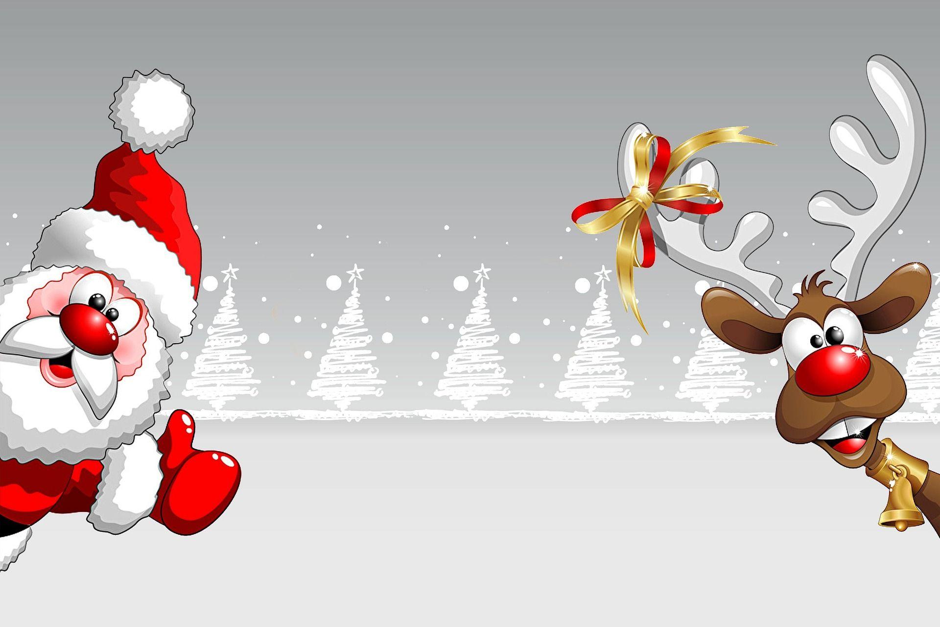 Santa Clause And Rudolph The Red Nosed Reindeer Wallpaper Art