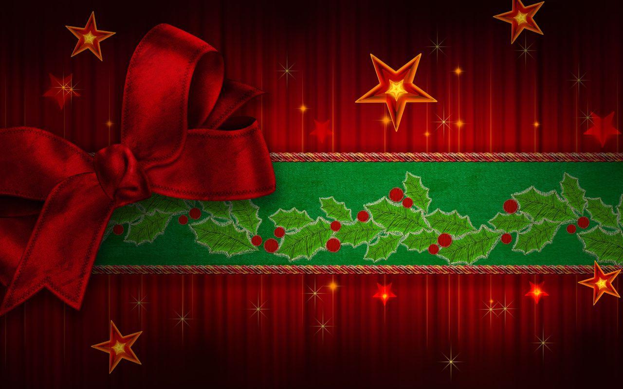 Christmas Red Ribbon Background For PowerPoint
