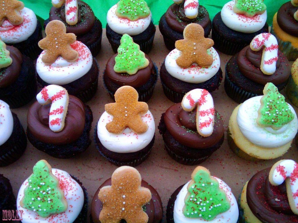 Christmas Cupcakes with Sugar Cookie Toppers. Saints and Sinners