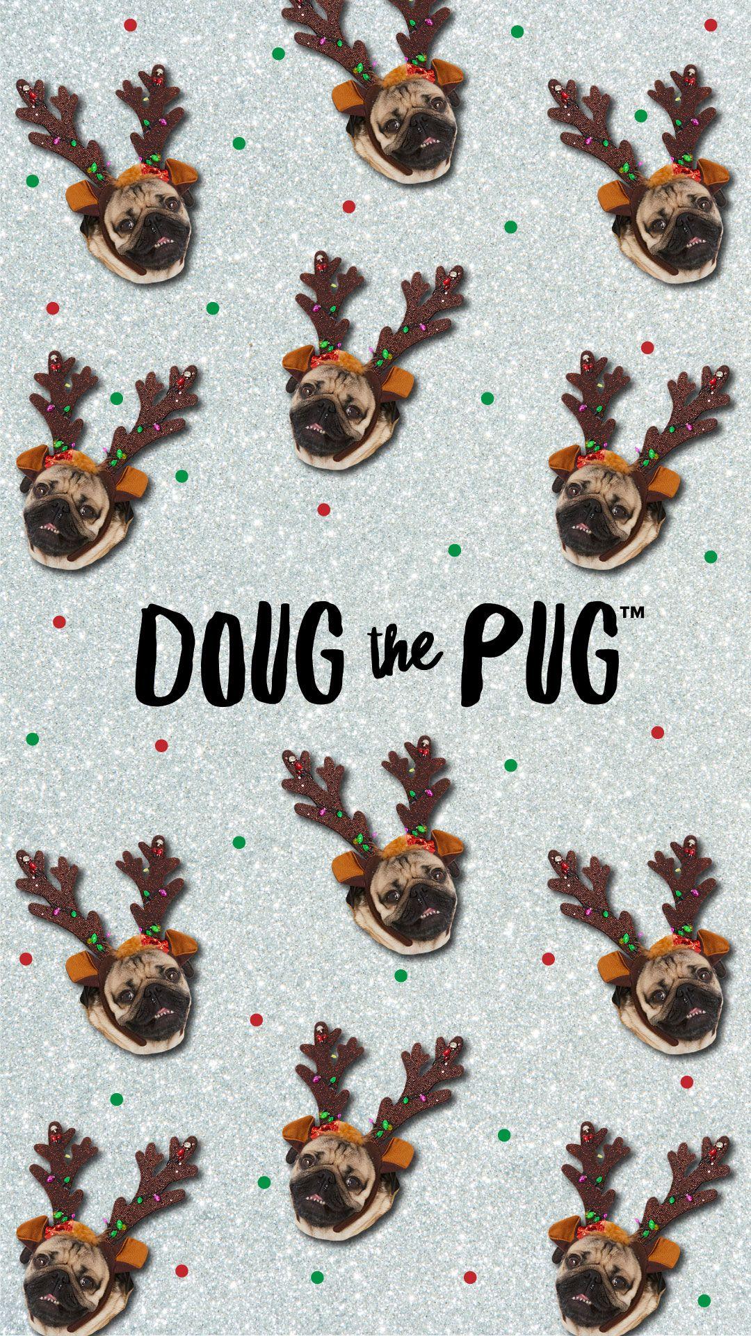 FREE Doug the Pug Christmas Wallpaper - #ClairesBlog