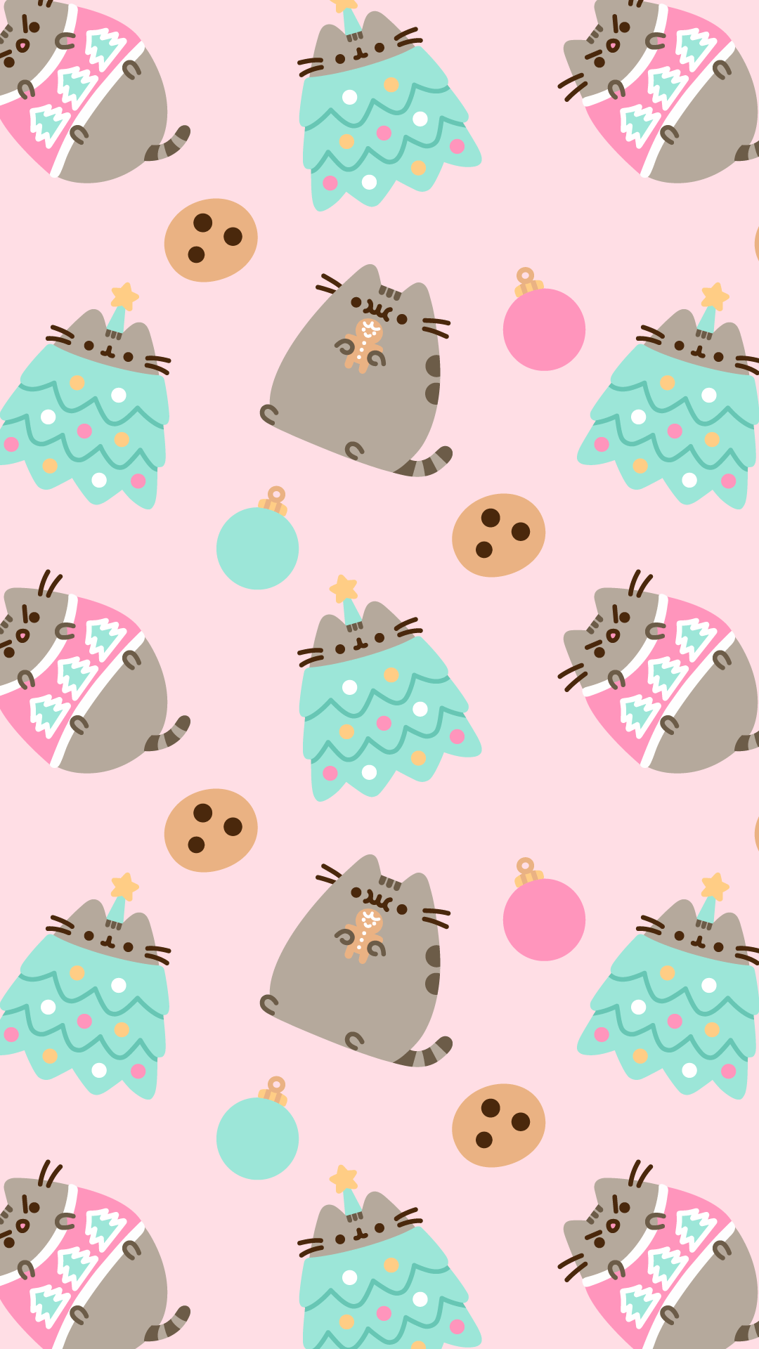 FREE Exclusive Pusheen Android and iPhone® Christmas Wallpaper - #ClairesBlog
