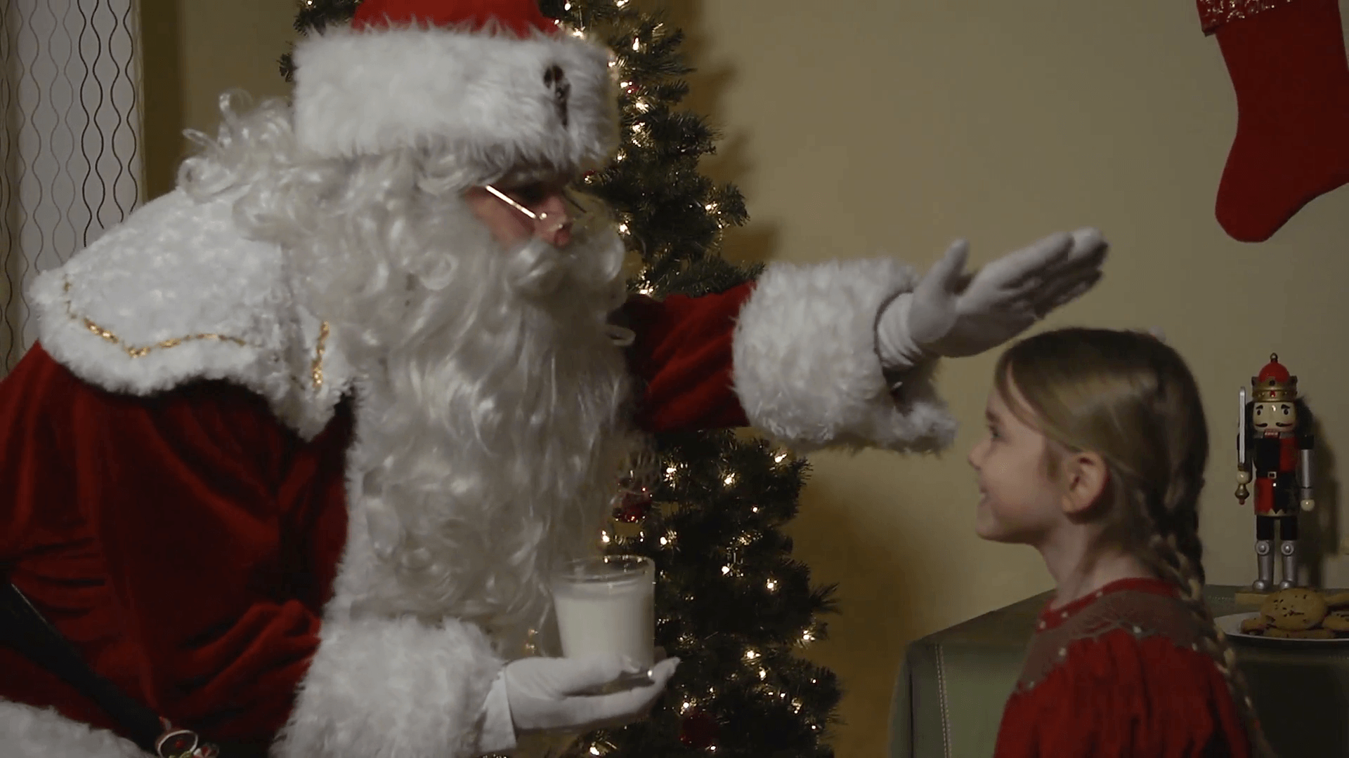 Christmas Eve Visit from Santa Claus milk to St Nick Stock