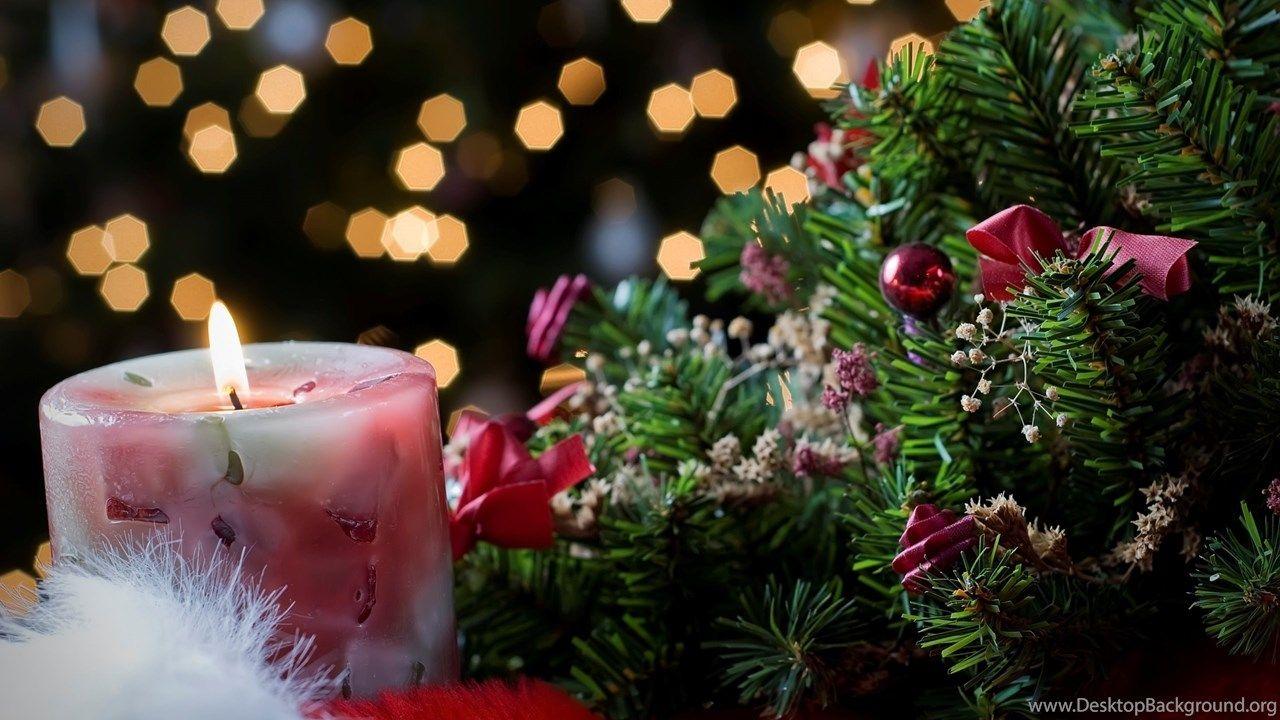 Mistletoe And Candle Christmas Spirit Desktop Wallpapers Desktop