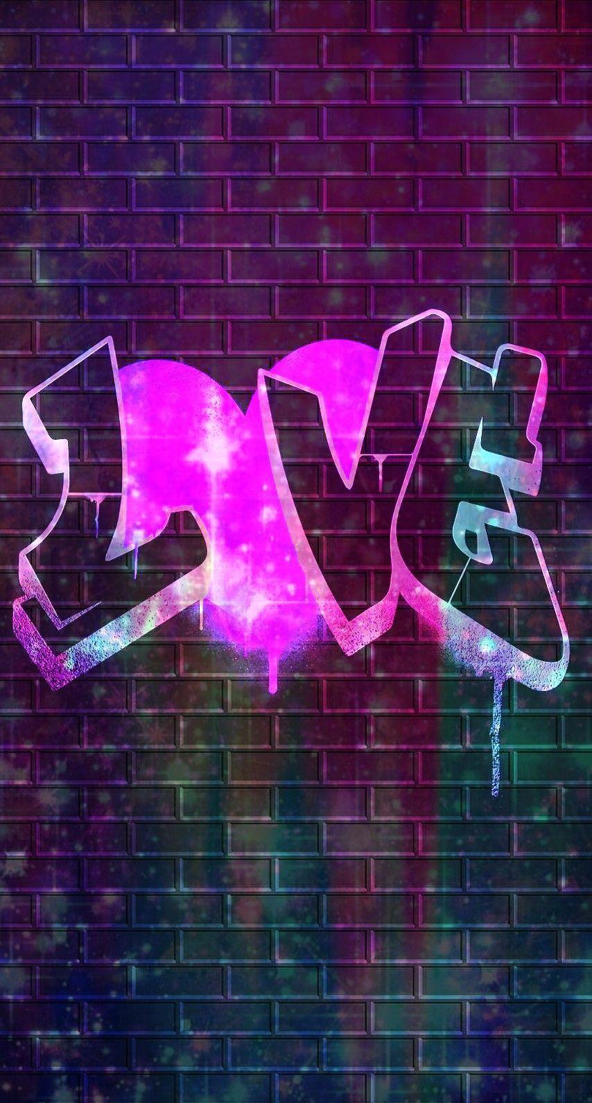 Galaxy Love Graffiti, made by me #purple #sparkly #wallpaper