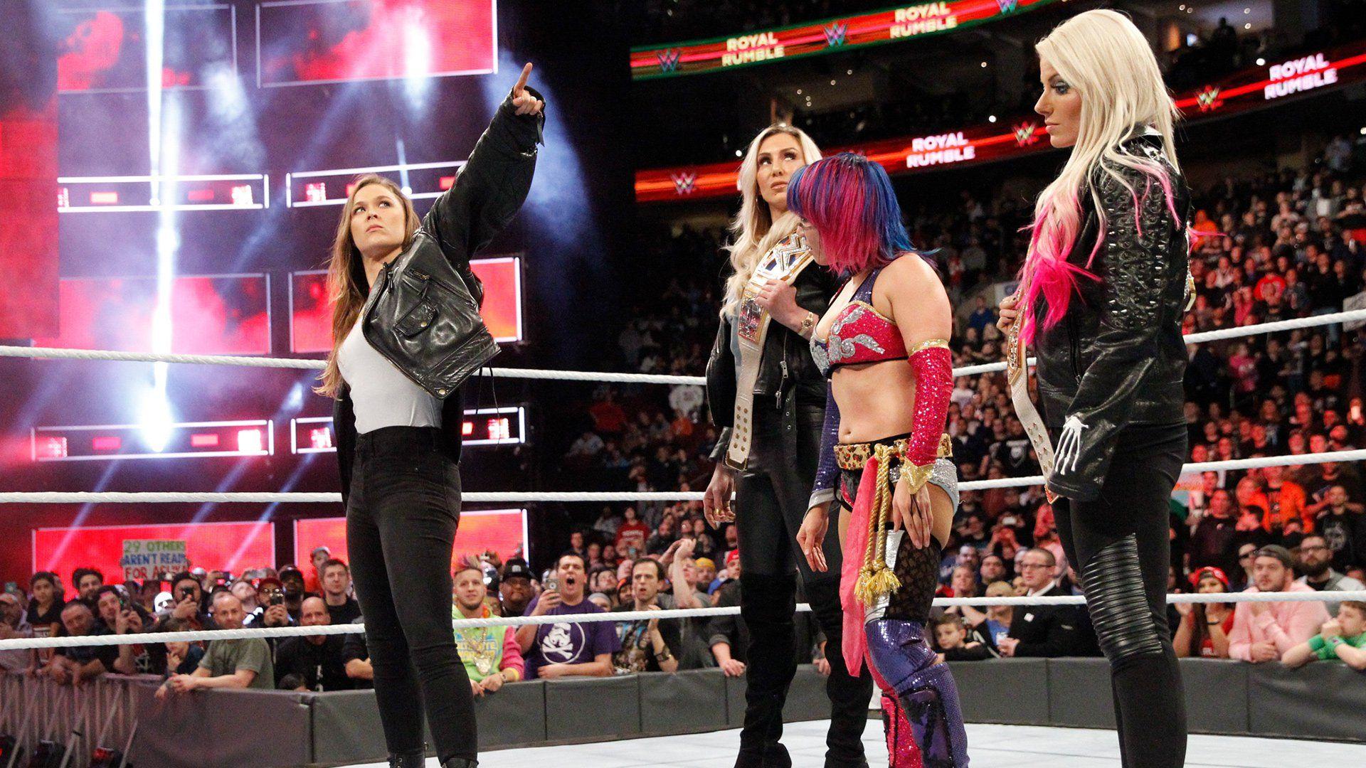 Ronda Rousey confronts Asuka, Alexa Bliss and Charlotte Flair