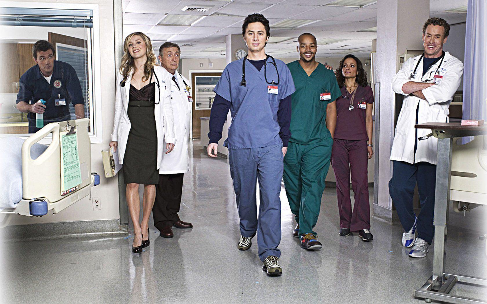 Scrubs Sarah Chalke Zach Braff Donald Faison Neil Flynn Ken Jenkins