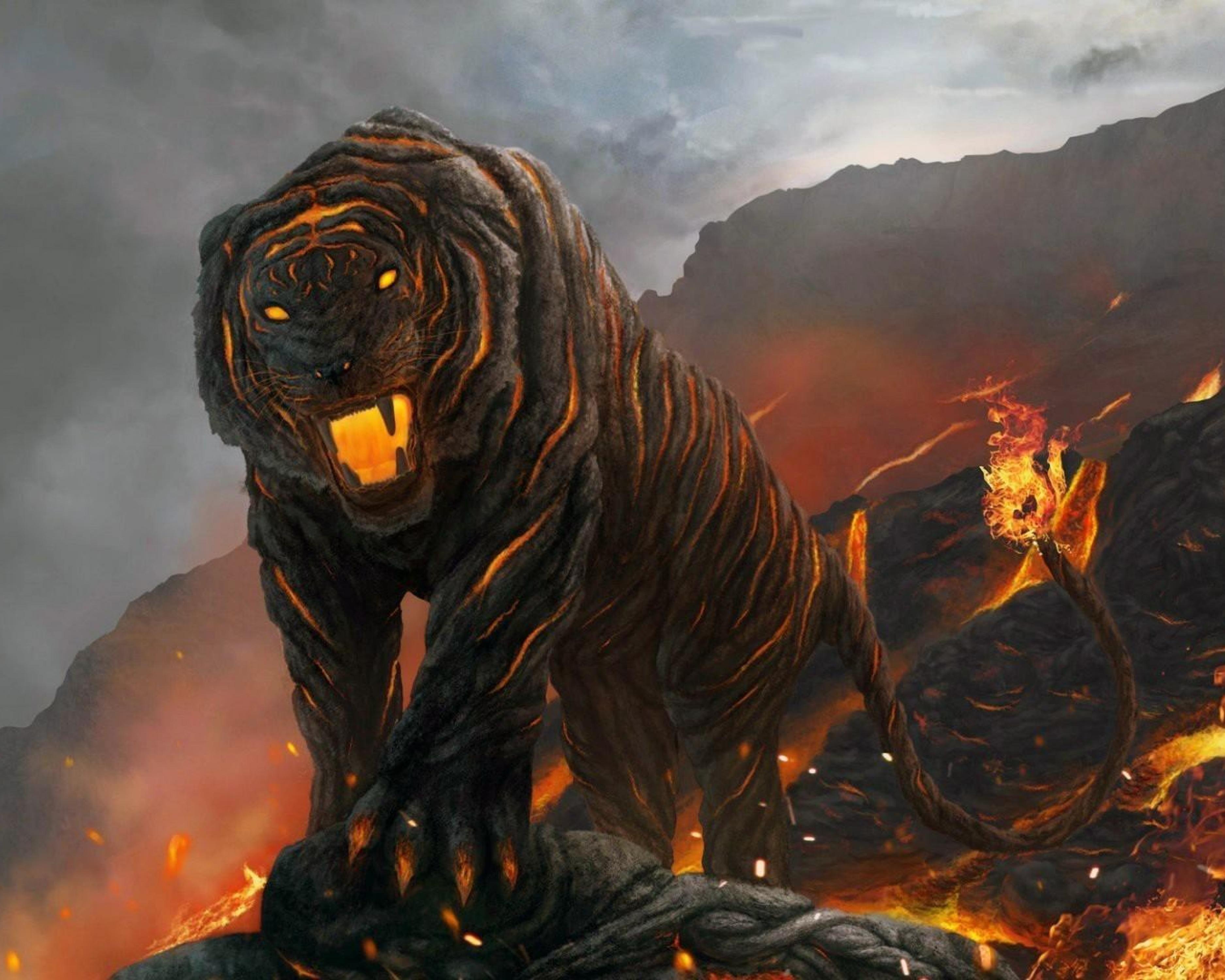 Volcano Fire Lava Tiger HD Wallpaper, Desktop Background