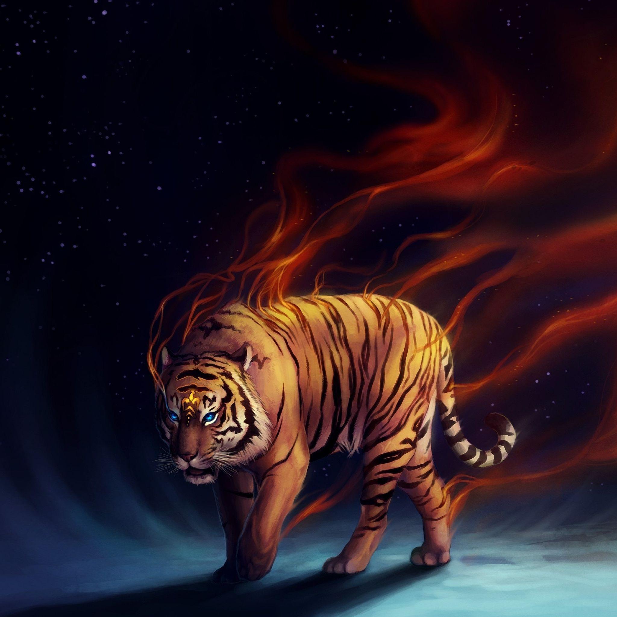 fire tiger wallpaper