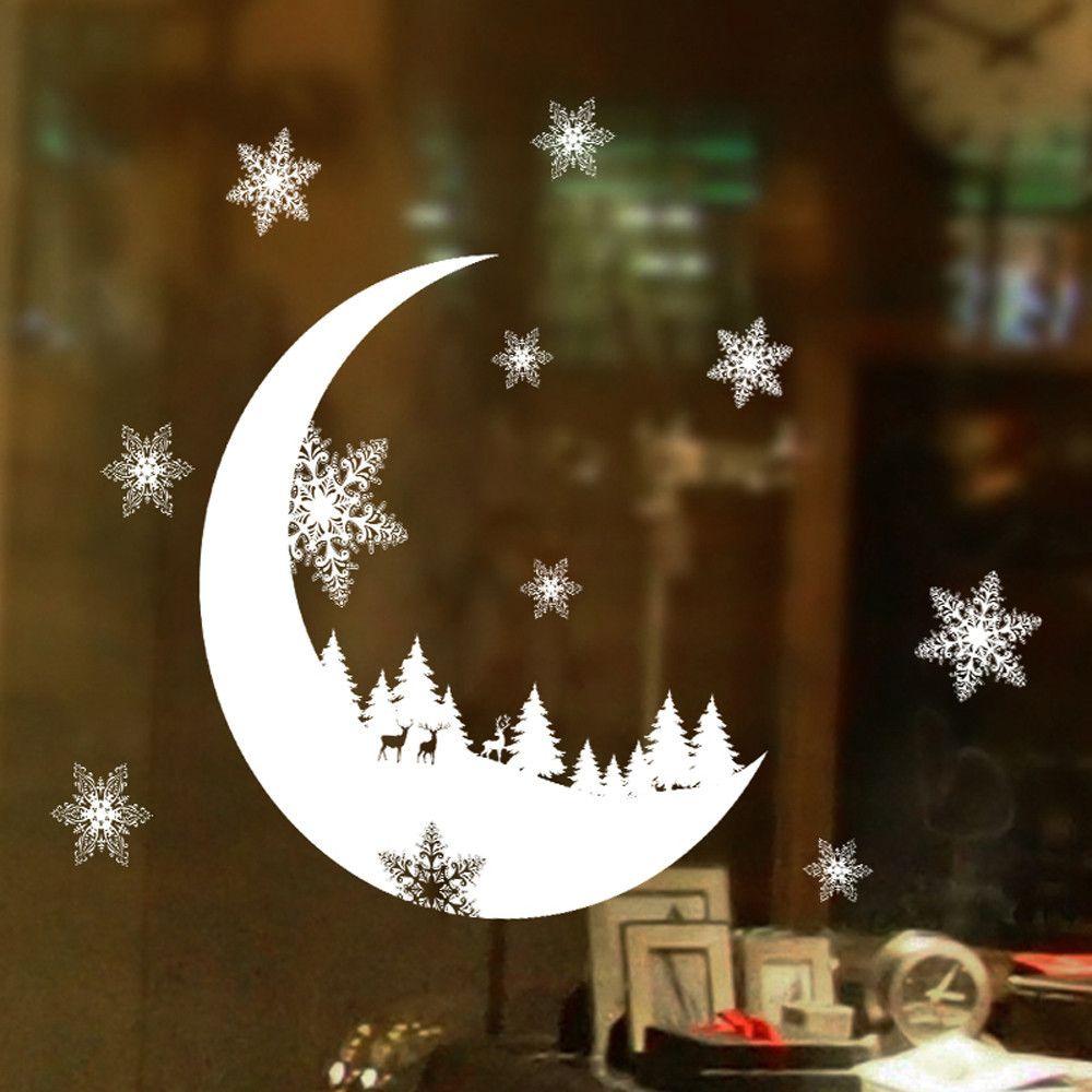 Detail Feedback Questions about Christmas Snow Moon Wall Stickers